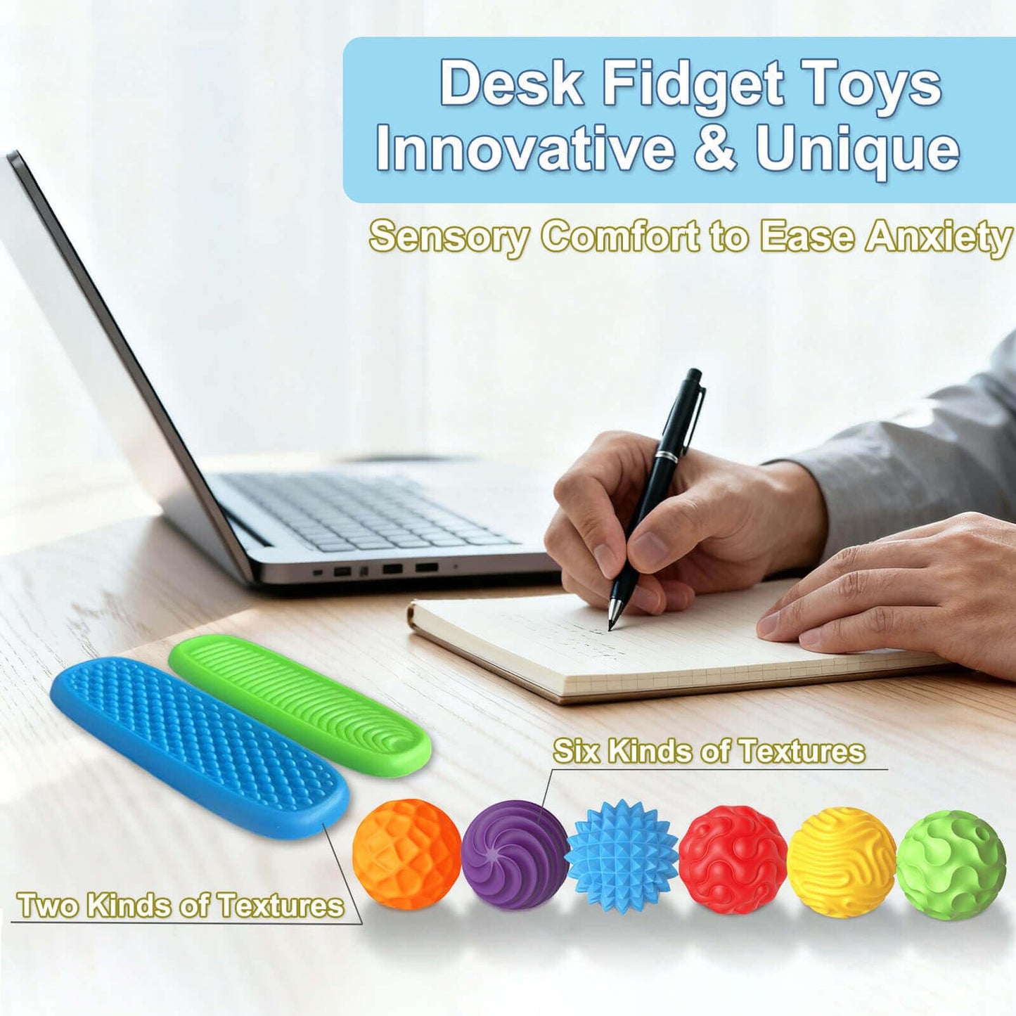 HLXY Fidget Toys: Silicone Magnetic Balls & Sensory Stones — 8-Piece Sensory Set for Focus and Calm