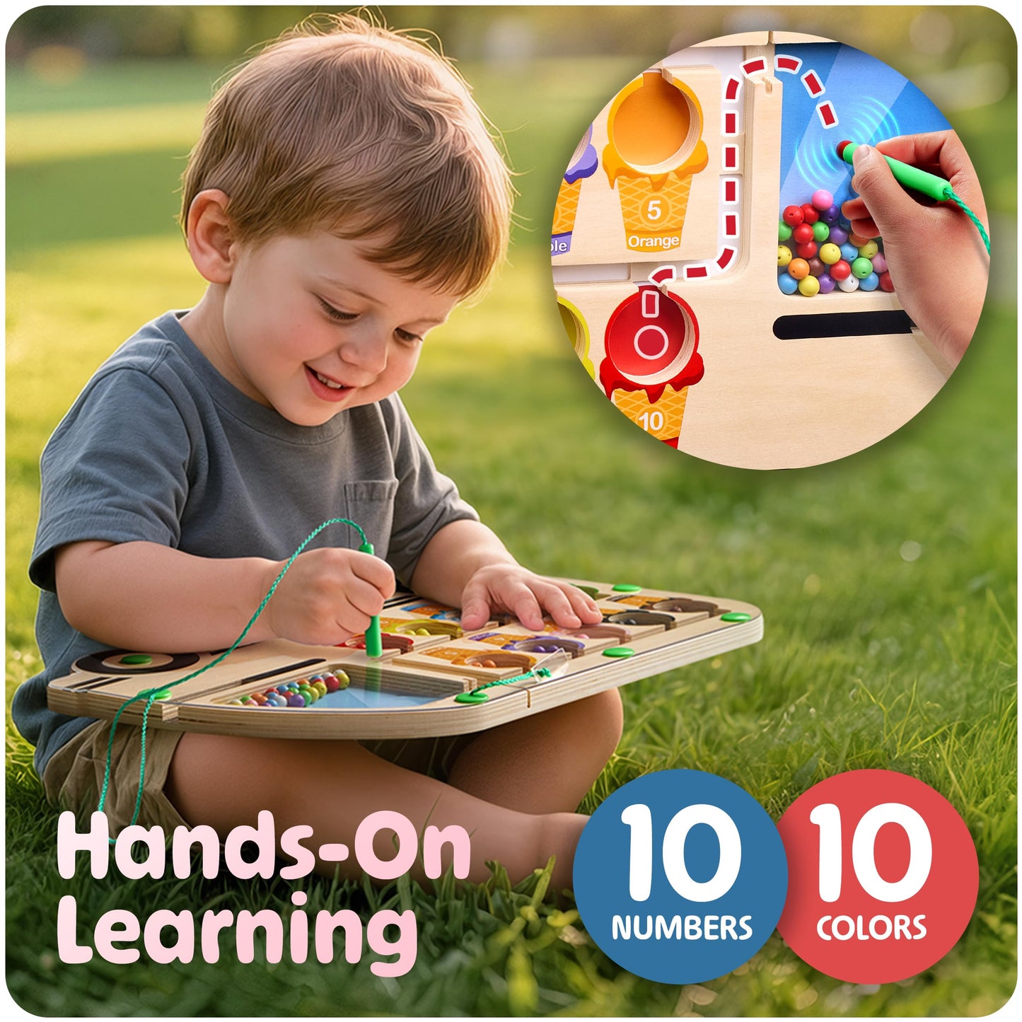 HMmagnets Super Fun Ice Cream Truck Puzzle — Montessori Color & Number Maze for Toddlers