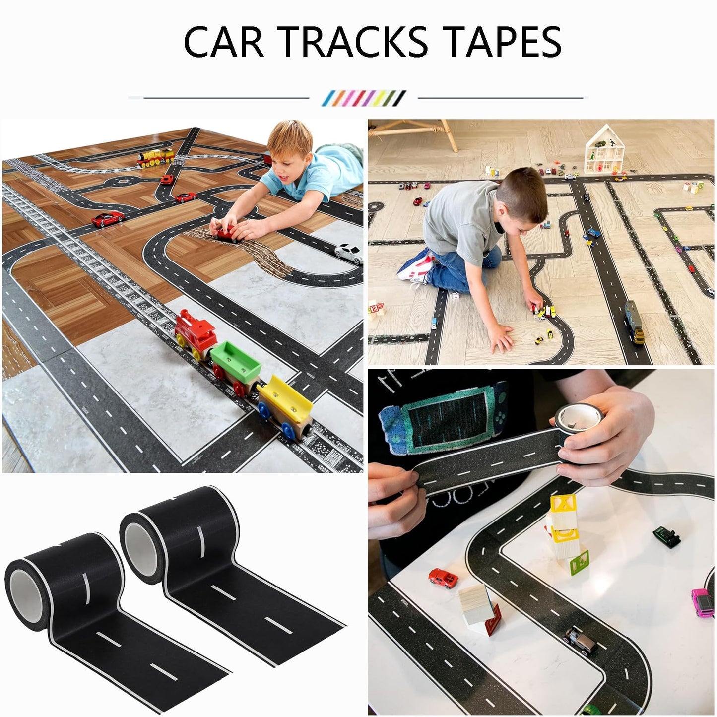 HMPBEFU 2 Pack Black Roadway Track Tape – 32.8 ft x 2 in | No Residue