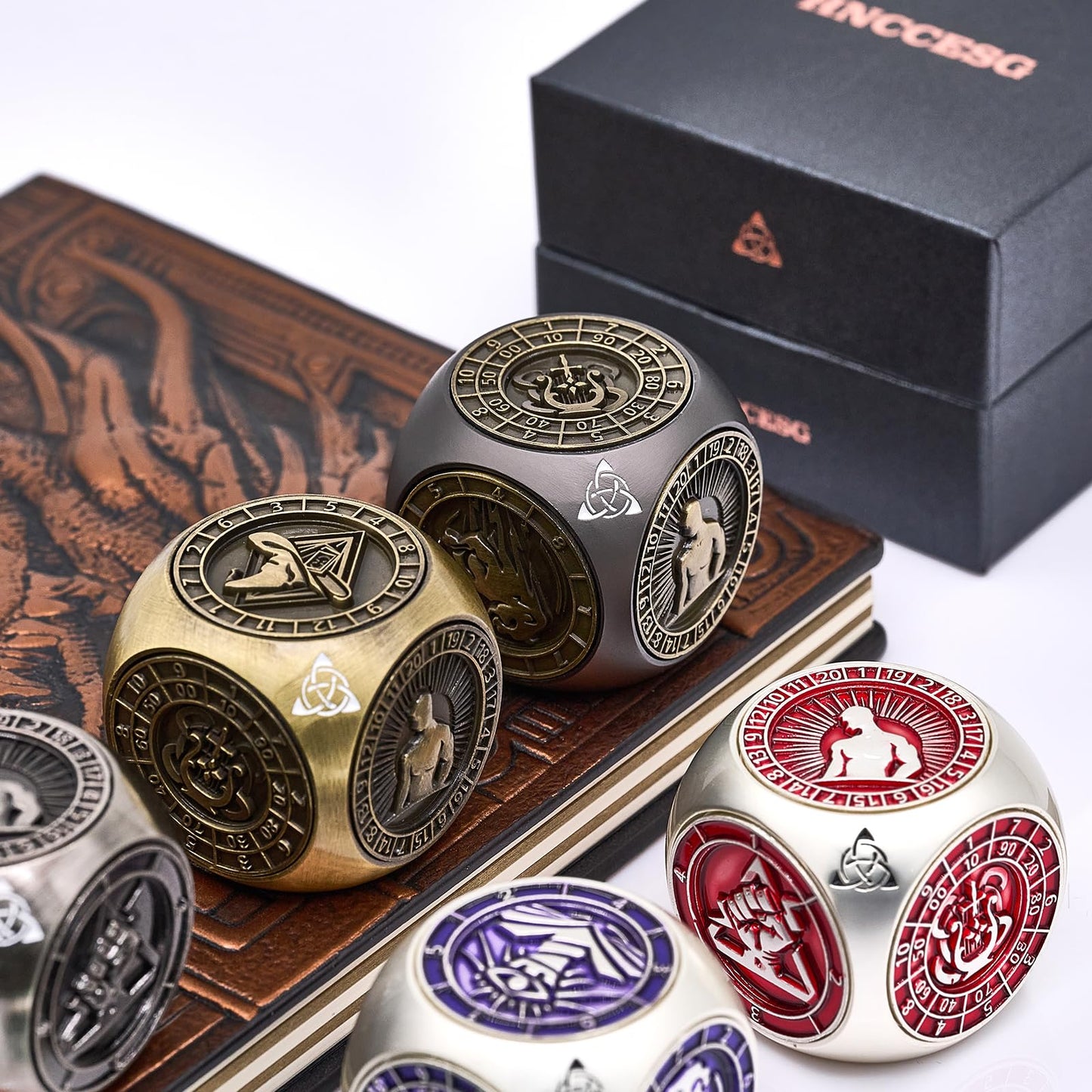 HNCCESG Spinner DND Dice Set – 7-in-1 Metal Polyhedral Dice, Black Bronze