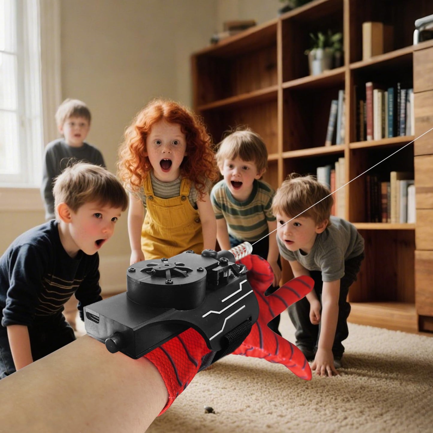 HNCSFW Spider Silk Launcher – USB-C Web Shooter for Kids, 8ft Reach, Object Grab, Multiple Play Modes (Black)