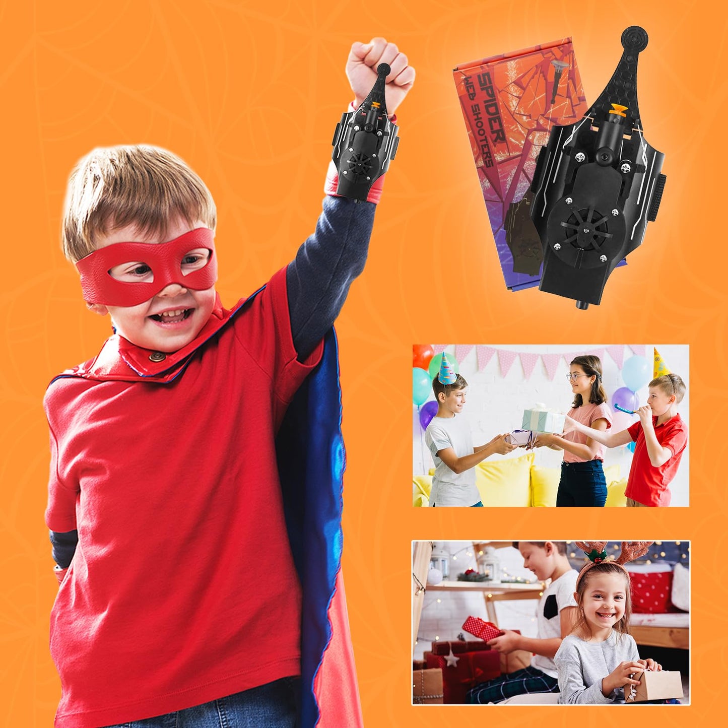 HNCSFW Spider Silk Launcher – USB-C Web Shooter for Kids, 8ft Reach, Object Grab, Multiple Play Modes (Black)