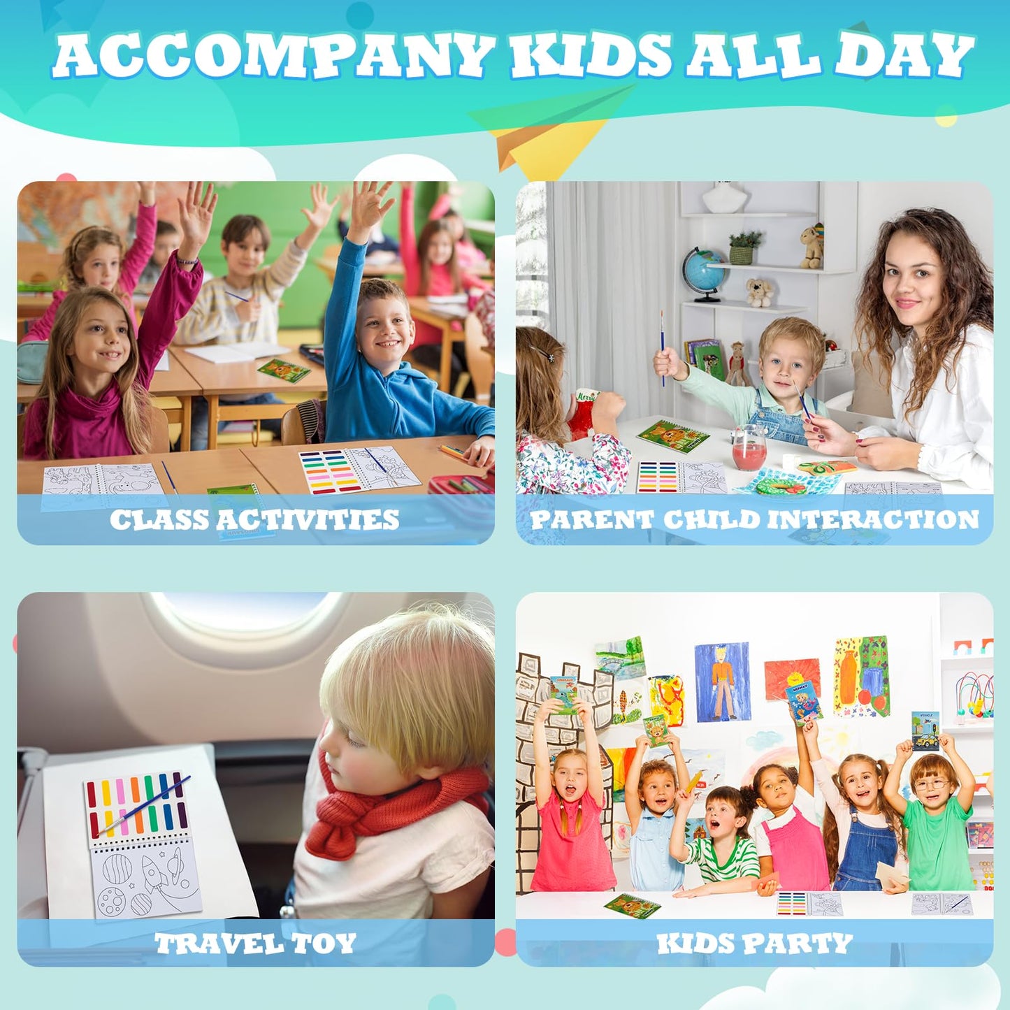 Hoarecal 24 Watercolor Mini Books – Mess-Free Party Favors for Kids 4-12