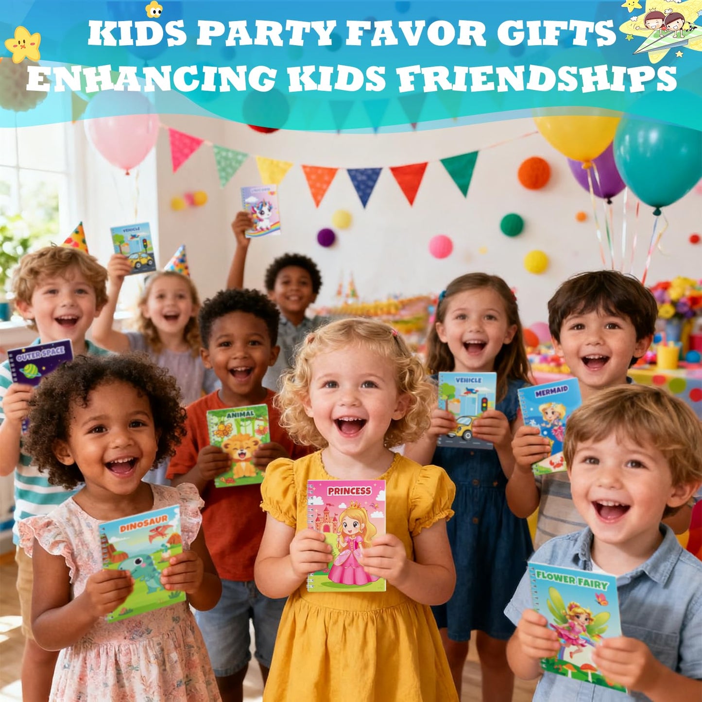 Hoarecal 24 Watercolor Mini Books – Mess-Free Party Favors for Kids 4-12
