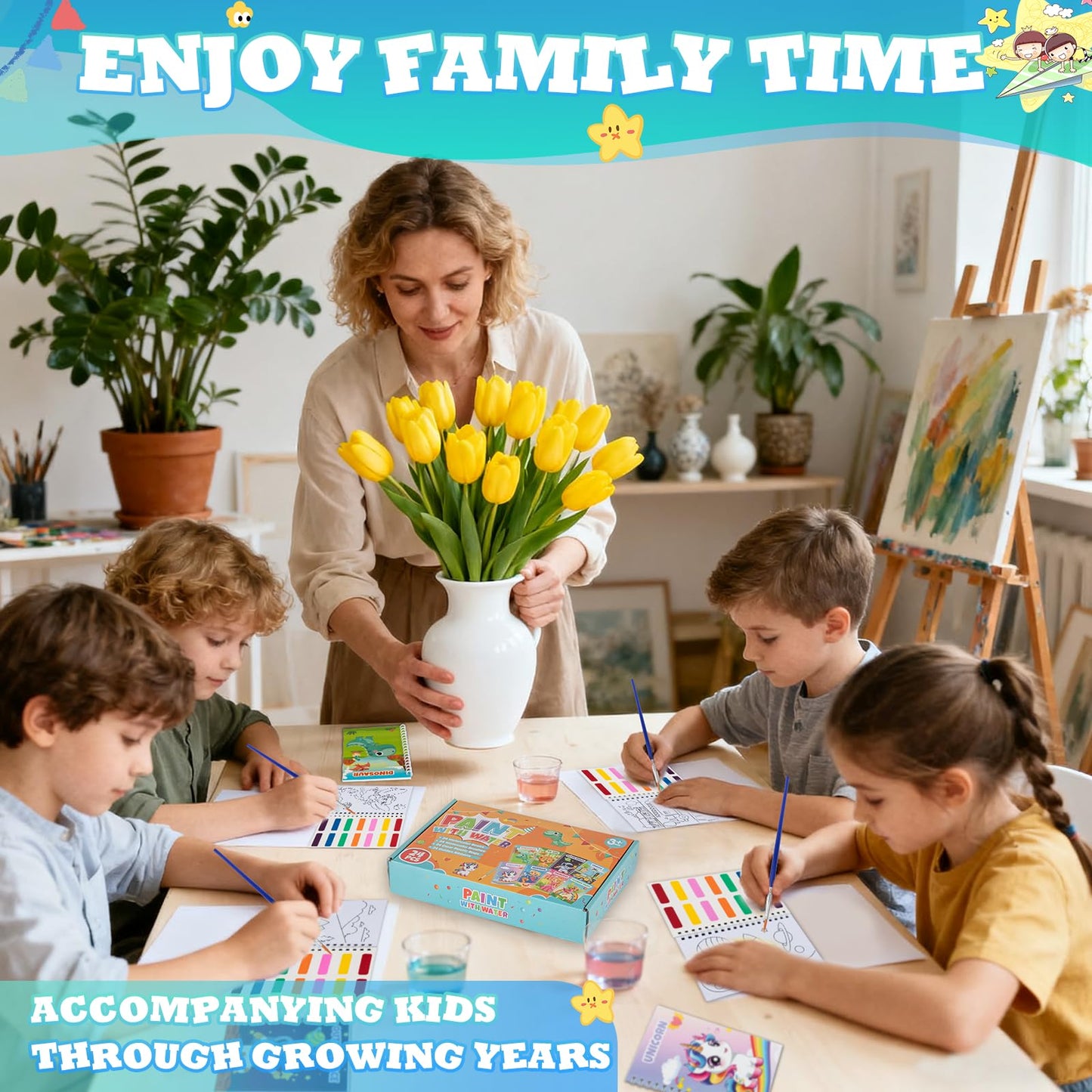 Hoarecal 24 Watercolor Mini Books – Mess-Free Party Favors for Kids 4-12