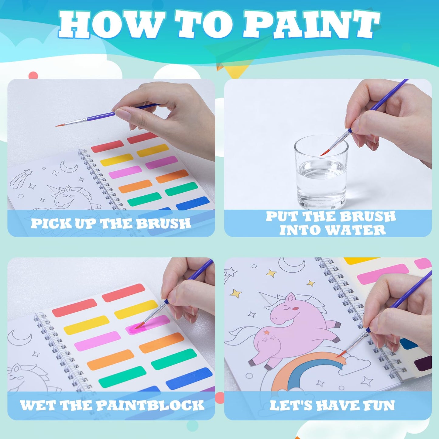 Hoarecal 24 Watercolor Mini Books – Mess-Free Party Favors for Kids 4-12