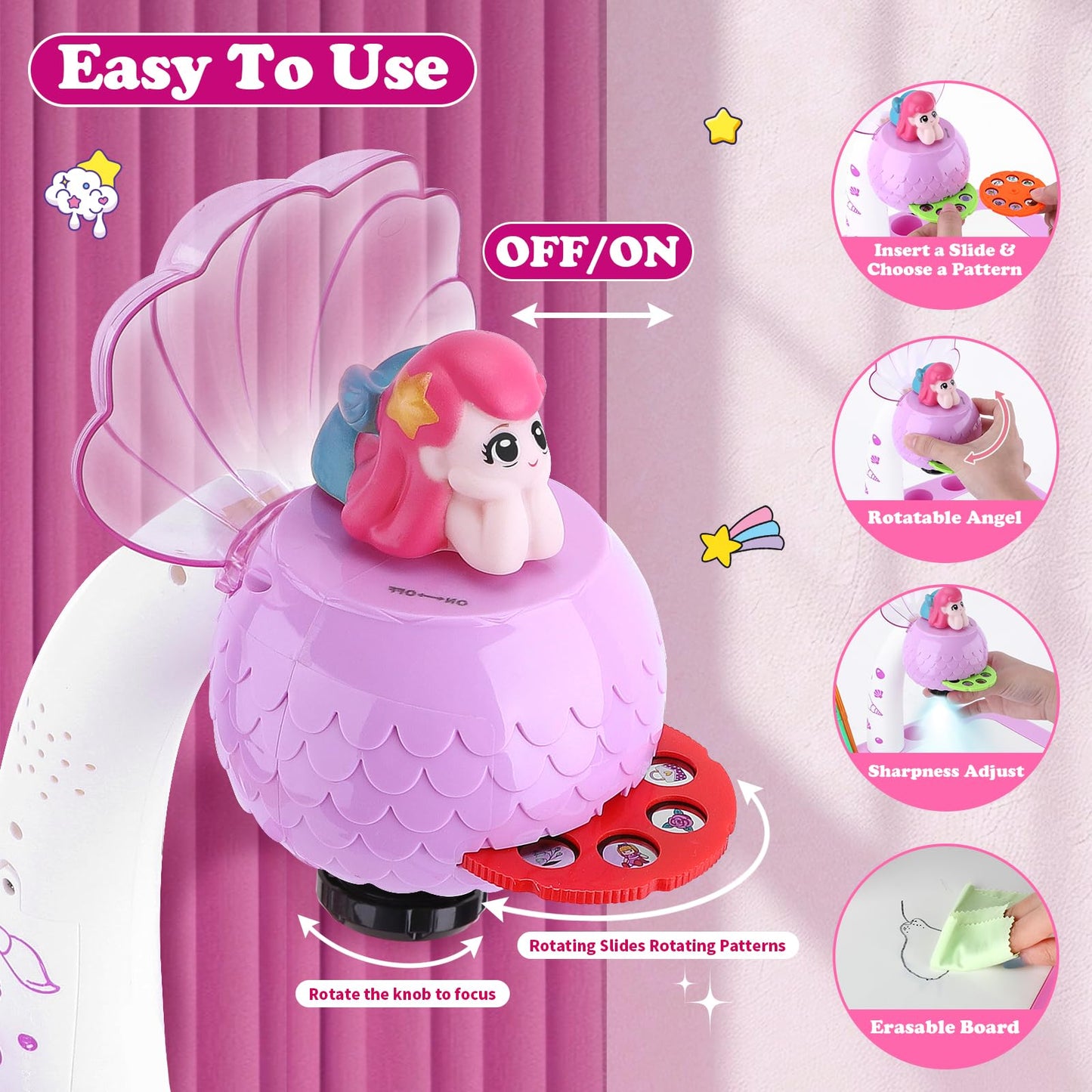 Hoarosall Drawing Projector Kit for Kids – Mermaid Theme, 3+ Year Old