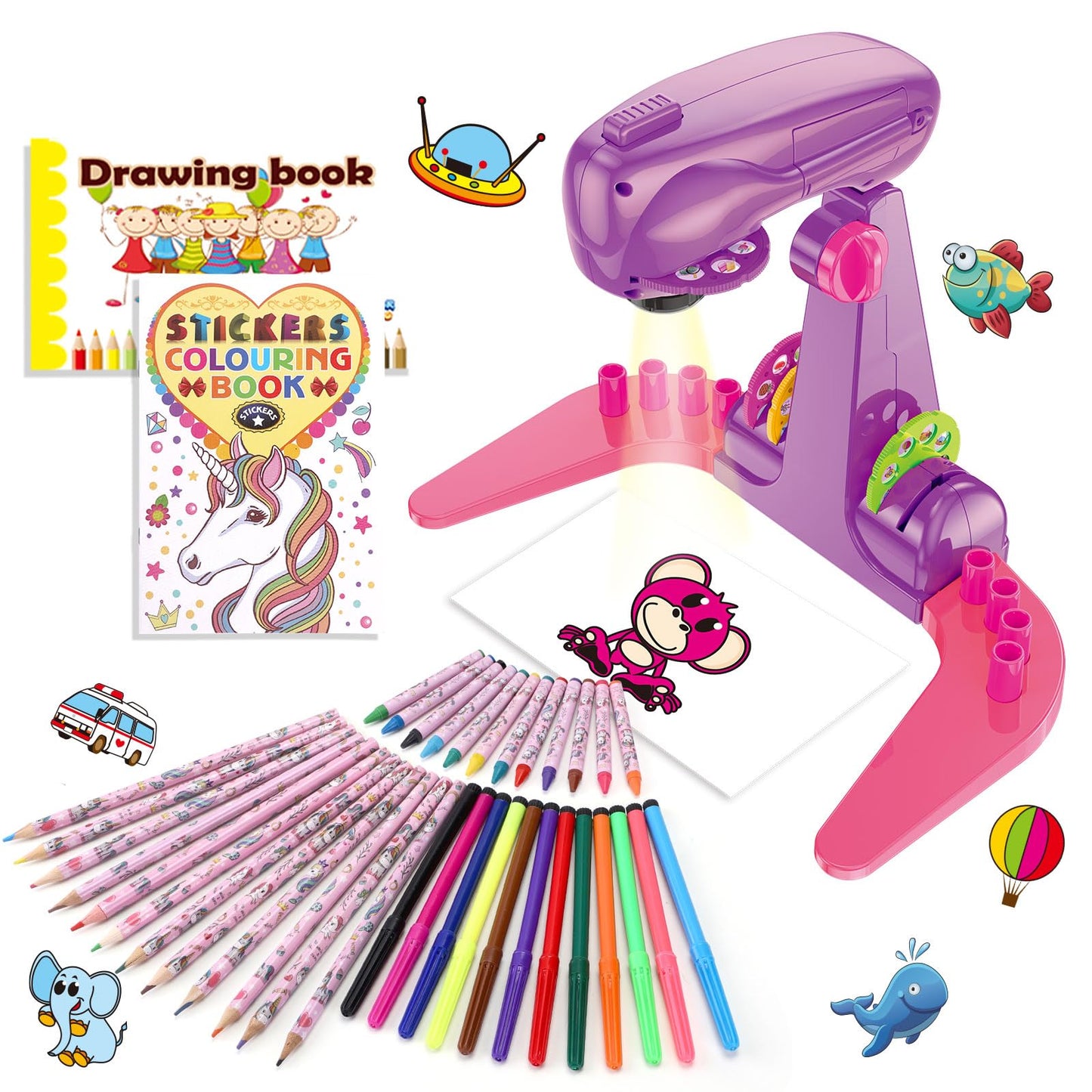 Hoarosall Drawing Projector for Kids – Art Kit with 72 Patterns (Purple)