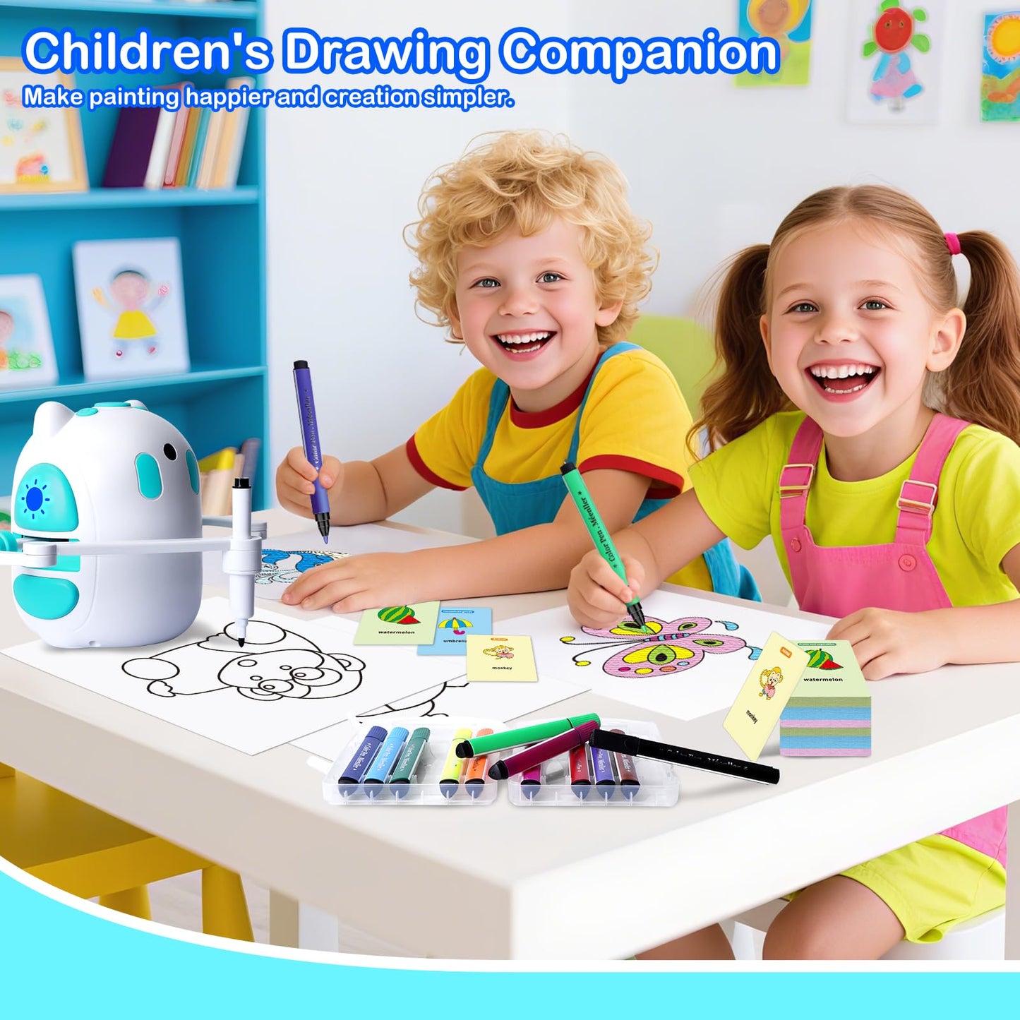 Hoarosall Drawing Robot for Kids – 150 Cards & Voice-Interactive Montessori Painting Toy (Ages 3-8)