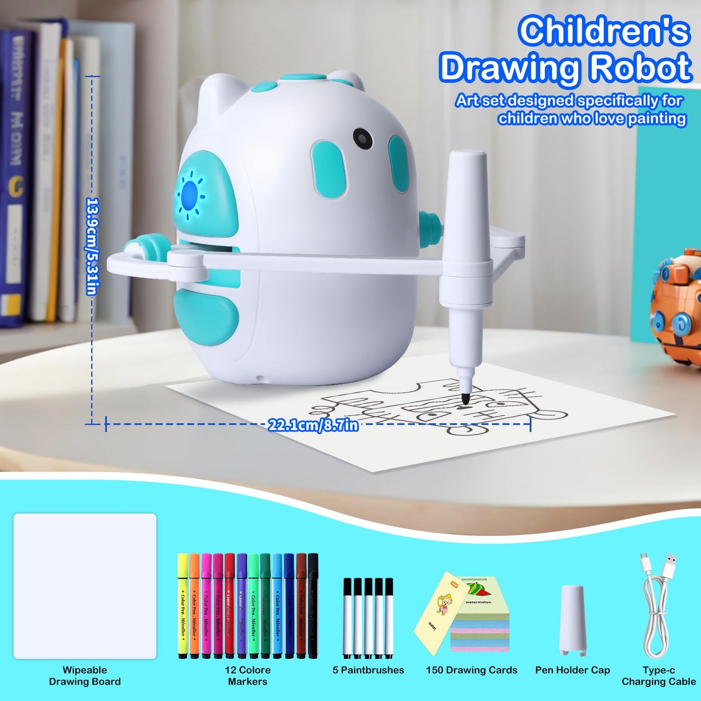 Hoarosall Drawing Robot for Kids – 150 Cards & Voice-Interactive Montessori Painting Toy (Ages 3-8)