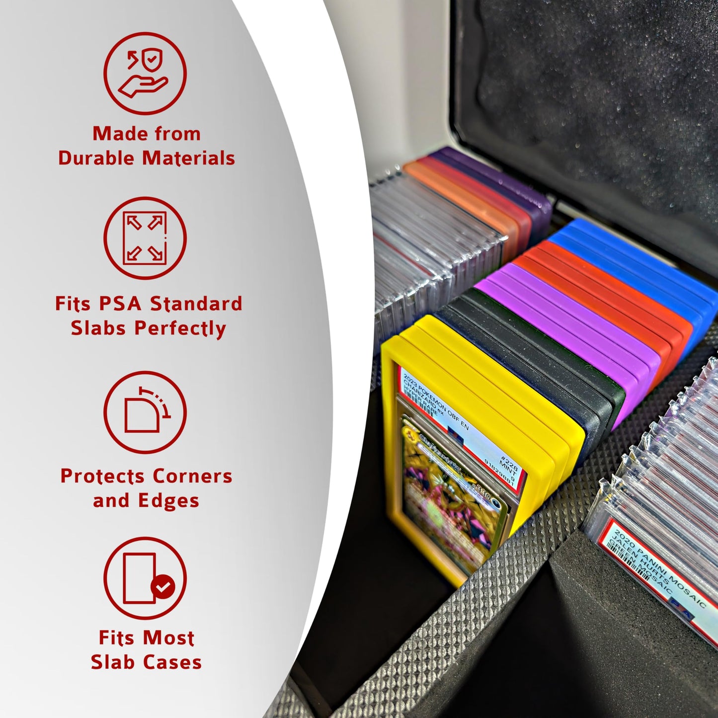 Hobby Defense PSA Slab Bumper 1 Pack – Secure Fit, Easy On/Off TPU Edge Guard for Slabs