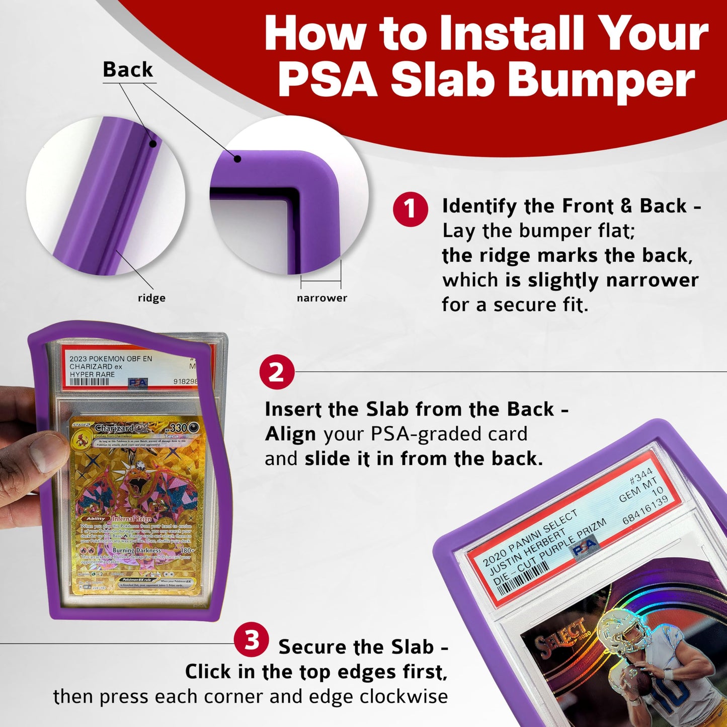 Hobby Defense PSA Slab Bumper 1 Pack – Secure Fit, Easy On/Off TPU Edge Guard for Slabs
