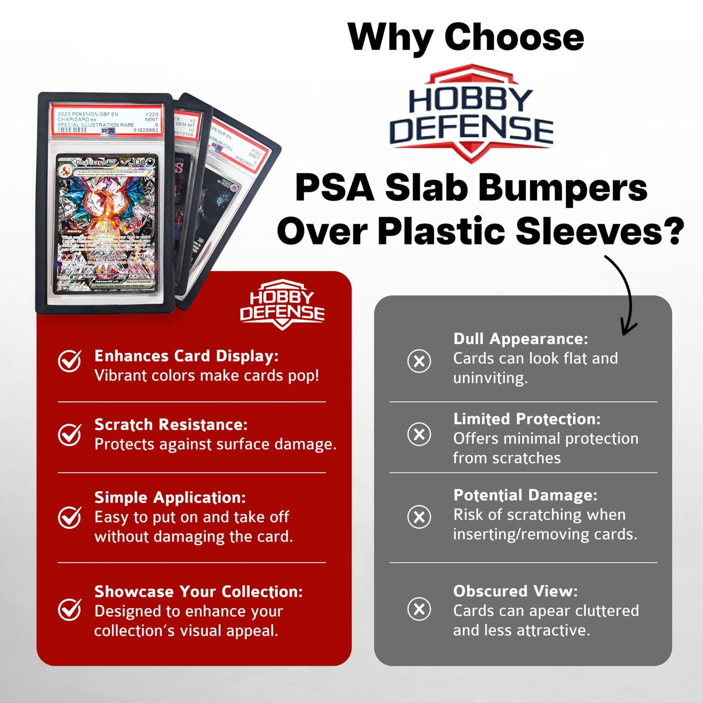 Hobby Defense PSA Slab Bumper 1 Pack – Secure Fit, Easy On/Off TPU Edge Guard for Slabs