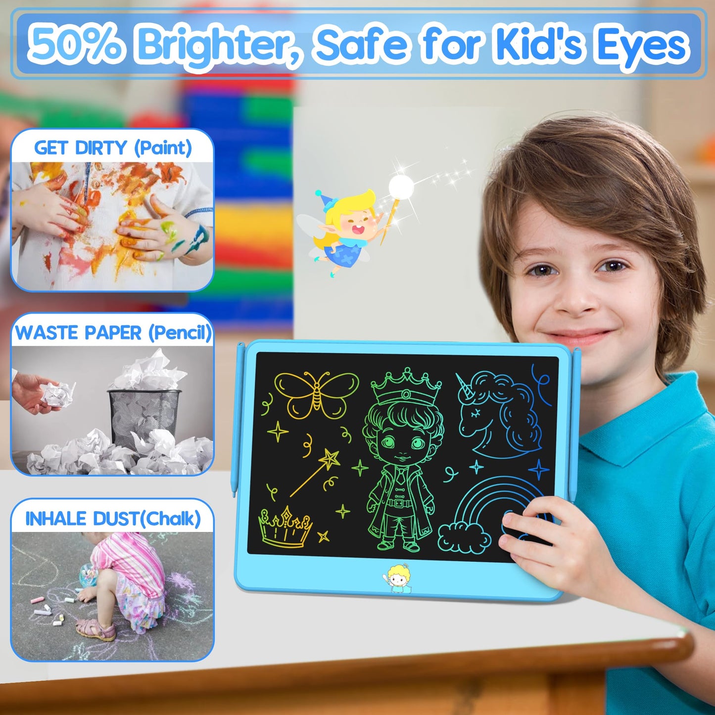 Hockvill 12-Inch LCD Writing Tablet for Kids – Mess-Free Doodle Pad, Travel Friendly