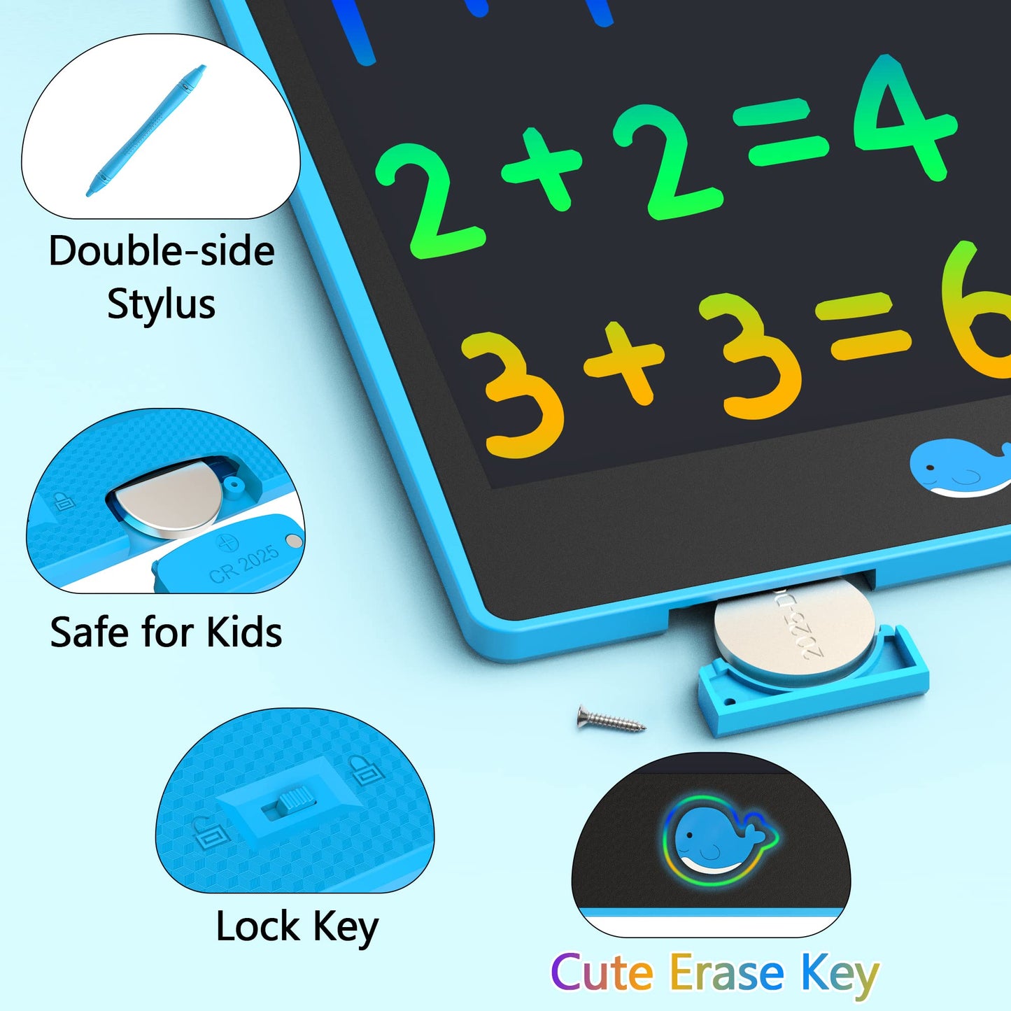 Hockvill 8.8-Inch LCD Writing Tablet for Kids – Doodle Board, Eye-Friendly, Portable Learning Toy