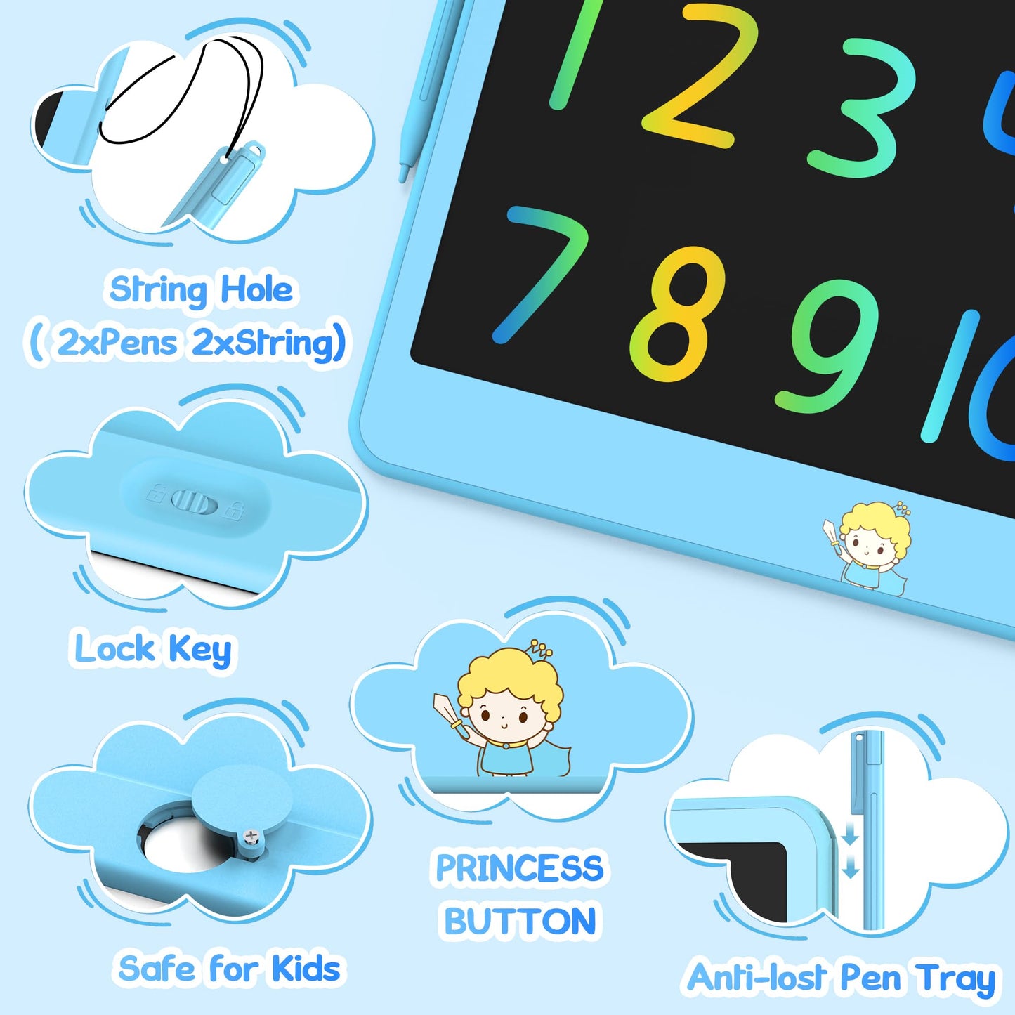 Hockvill 12-Inch LCD Writing Tablet for Kids – Mess-Free Doodle Pad, Travel Friendly