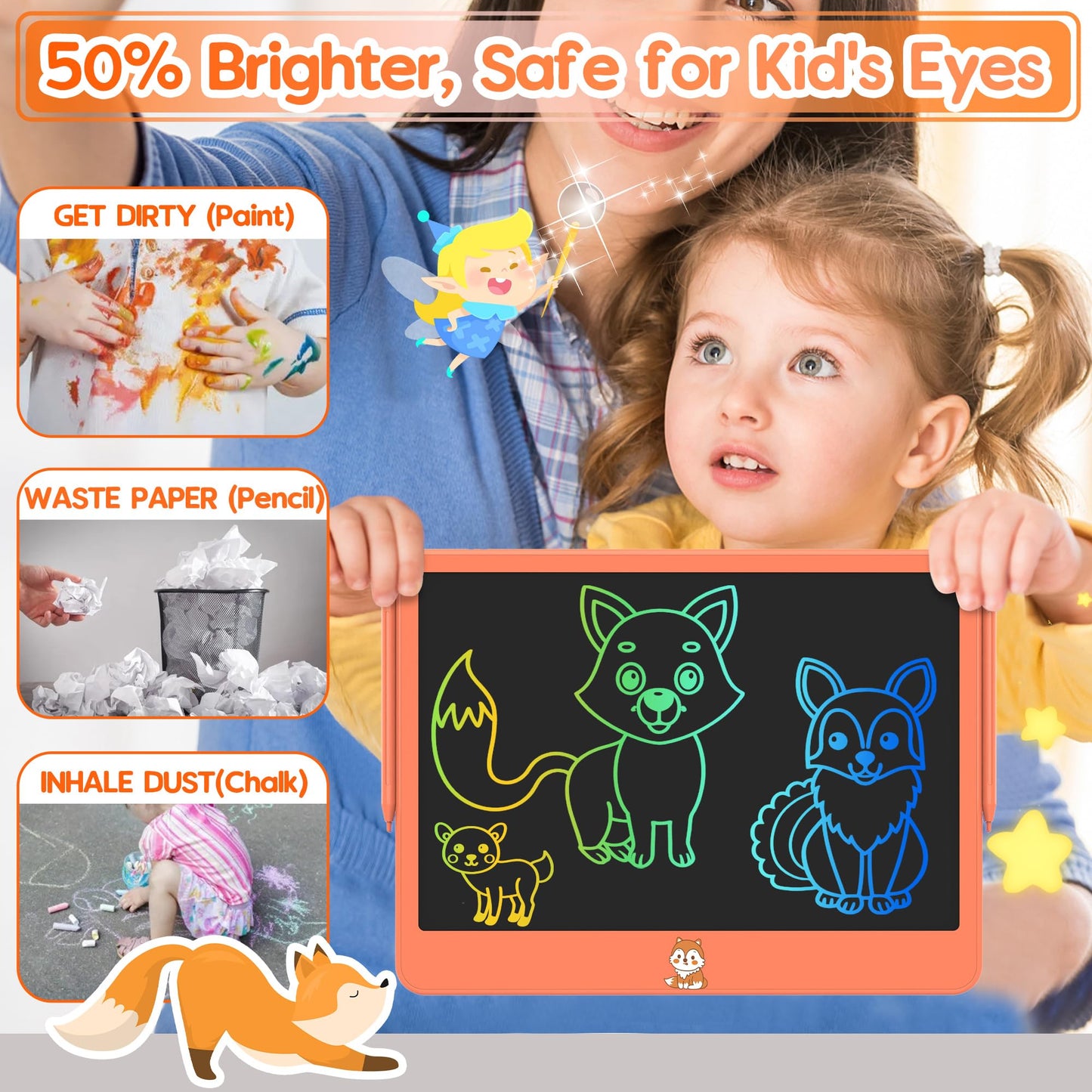 Hockvill 12-Inch LCD Writing Tablet for Kids – Doodle Board with 2 Styluses
