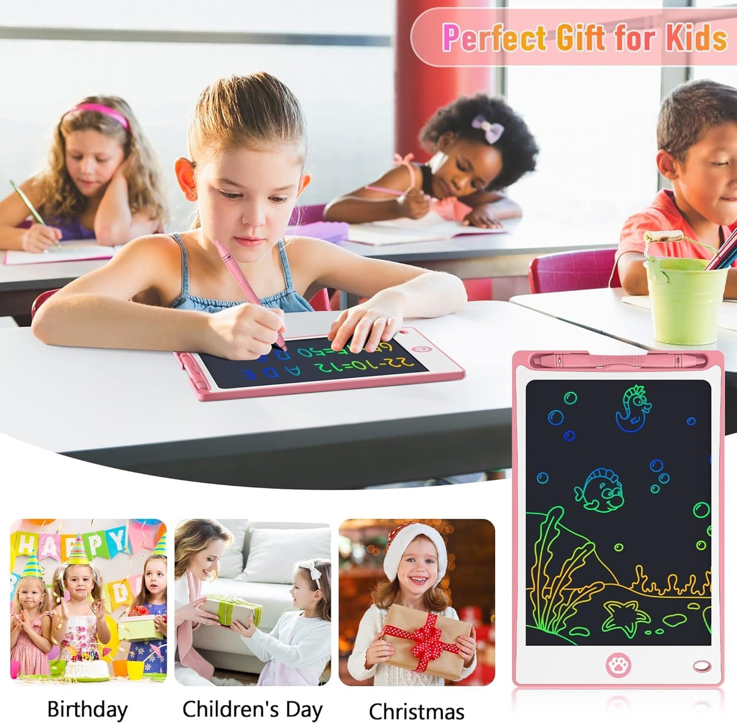 Hockvill 8.8-Inch LCD Writing Tablet for Kids – Doodle Pad for Learning & Travel
