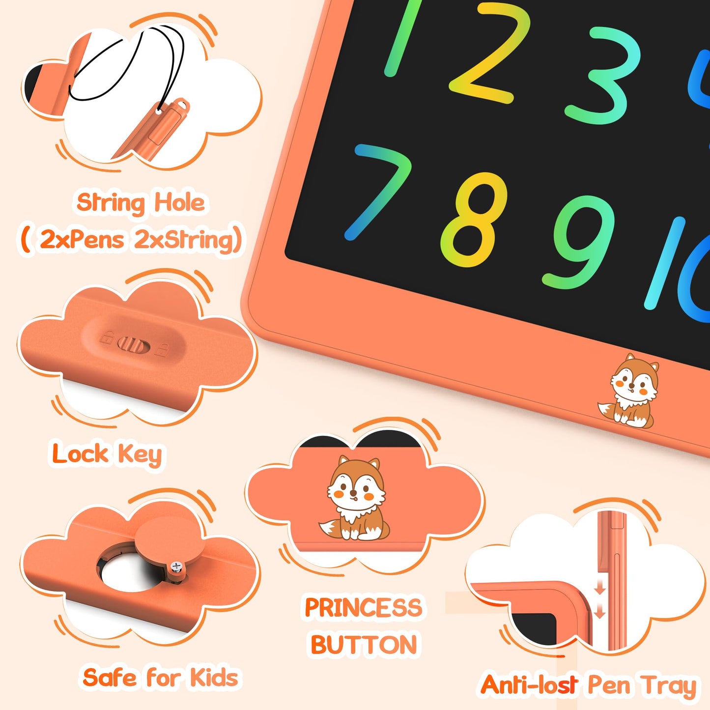 Hockvill 12-Inch LCD Writing Tablet for Kids – Doodle Board with 2 Styluses