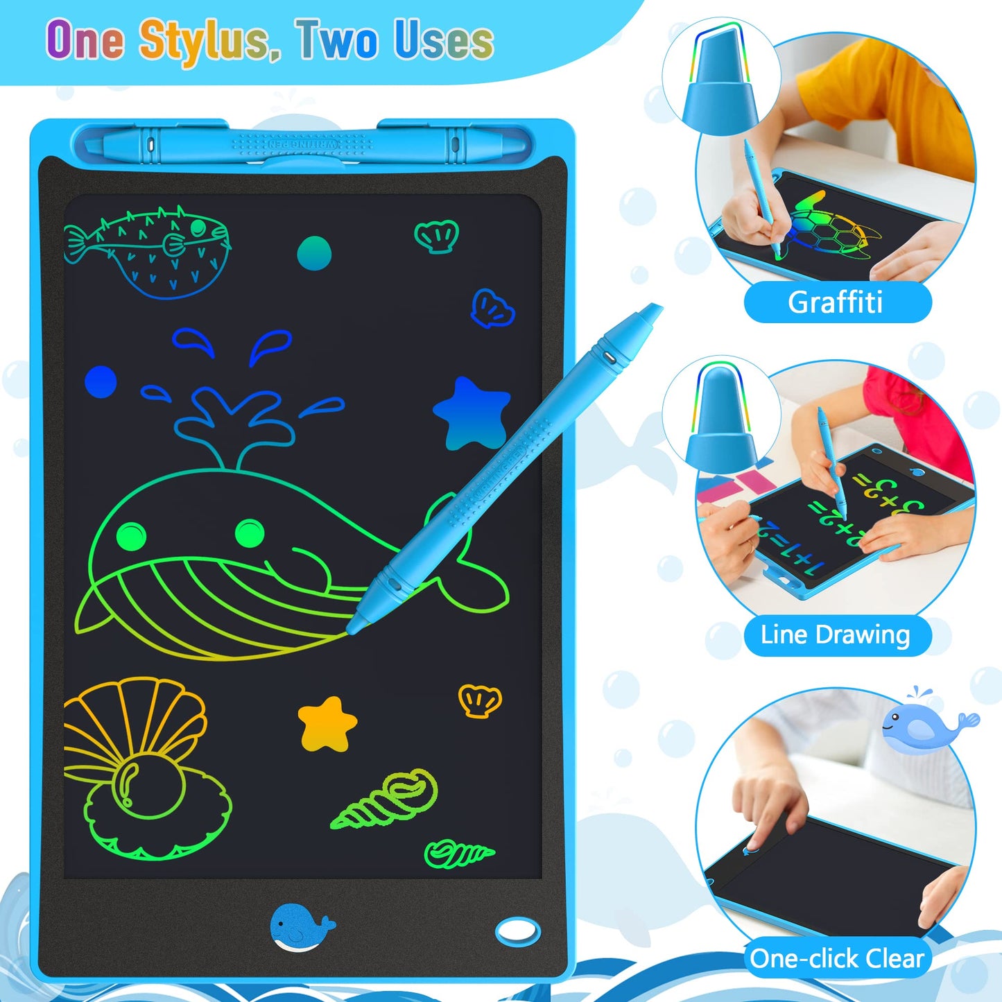 Hockvill 8.8-Inch LCD Writing Tablet for Kids – Doodle Board, Eye-Friendly, Portable Learning Toy