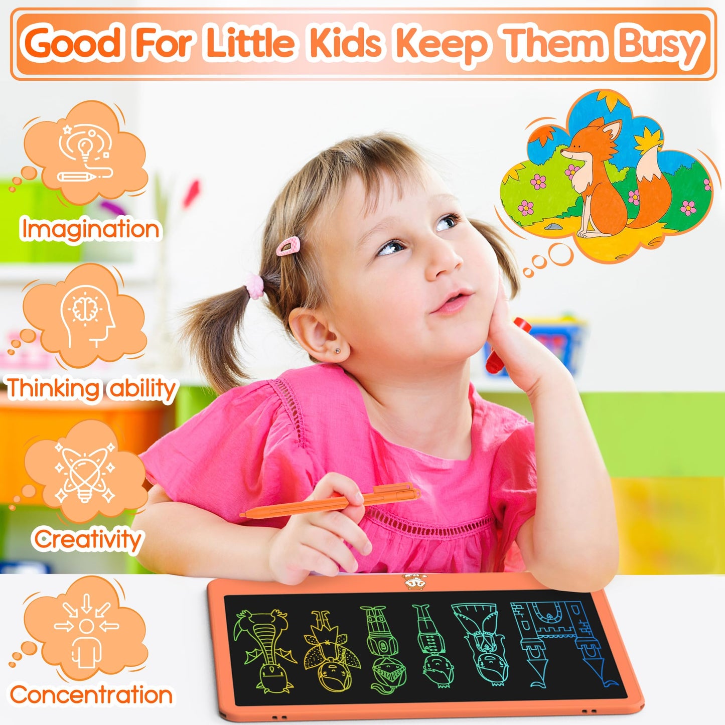 Hockvill 12-Inch LCD Writing Tablet for Kids – Doodle Board with 2 Styluses
