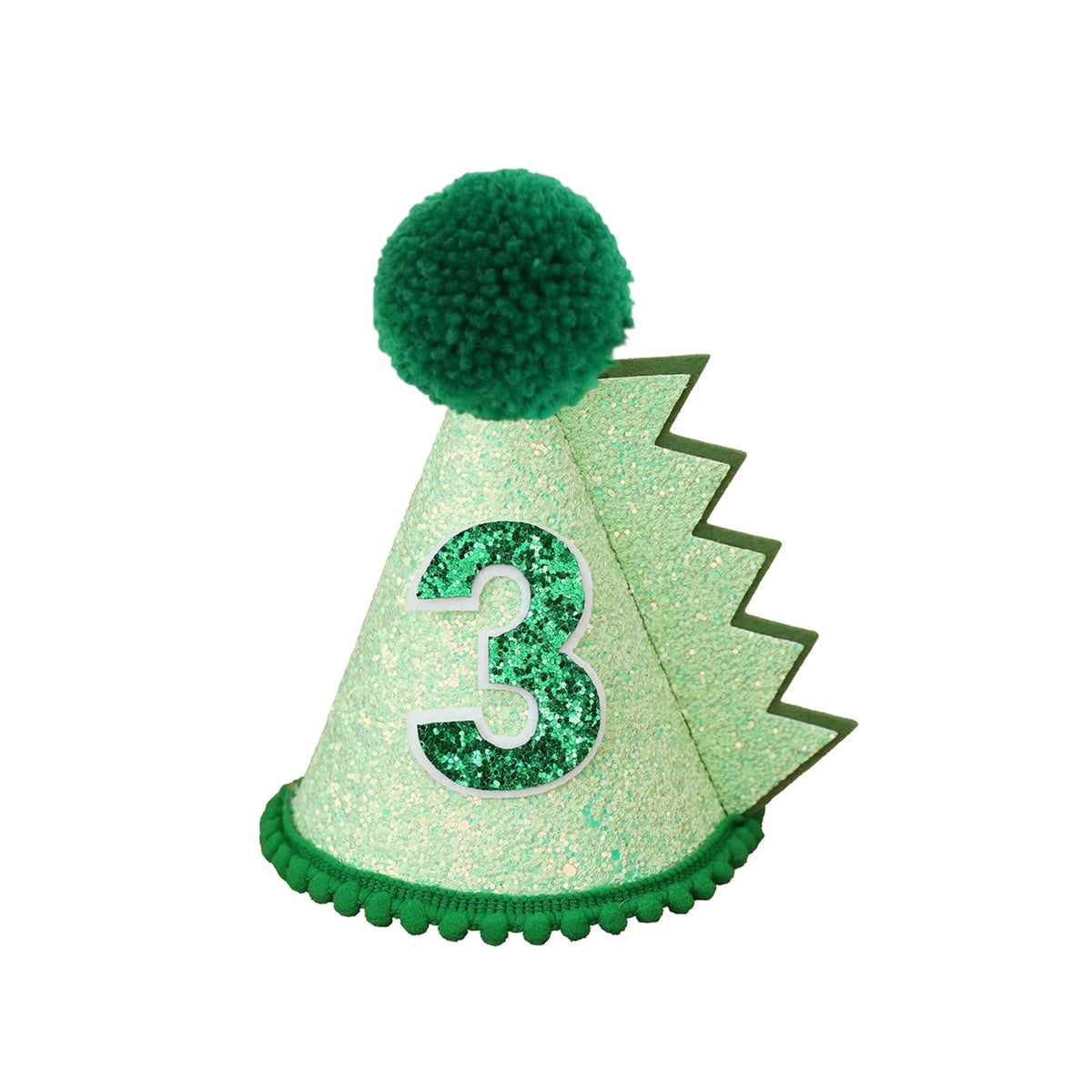 HODIHIWI Dinosaur 3rd Birthday Hat – Green Dino Theme Party Decoration & Favors