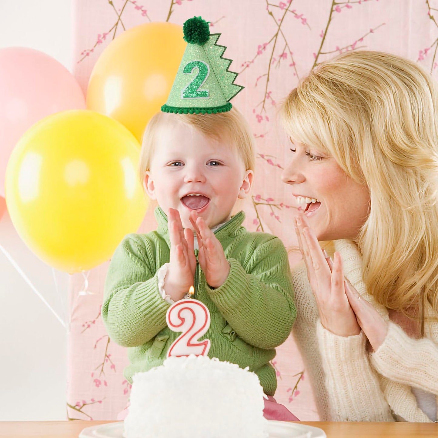 HODIHIWI Dinosaur Birthday Hat – Green Dino Theme Party Accessory for Boys