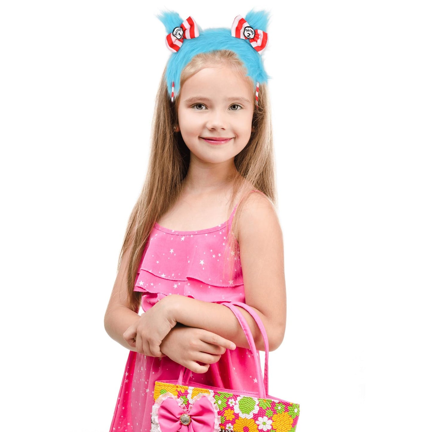 HODRME Blue Pom Pom Fuzzy Headband – Costume Accessory for Kids & Adults