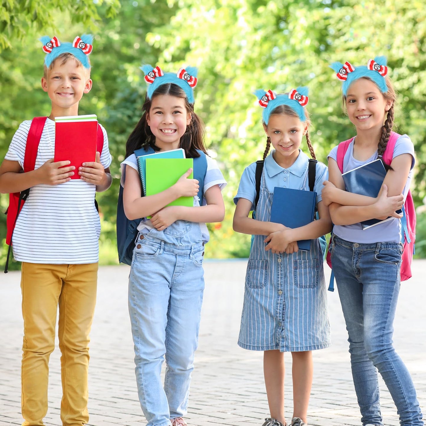 HODRME Blue Pom Pom Fuzzy Headband – Costume Accessory for Kids & Adults