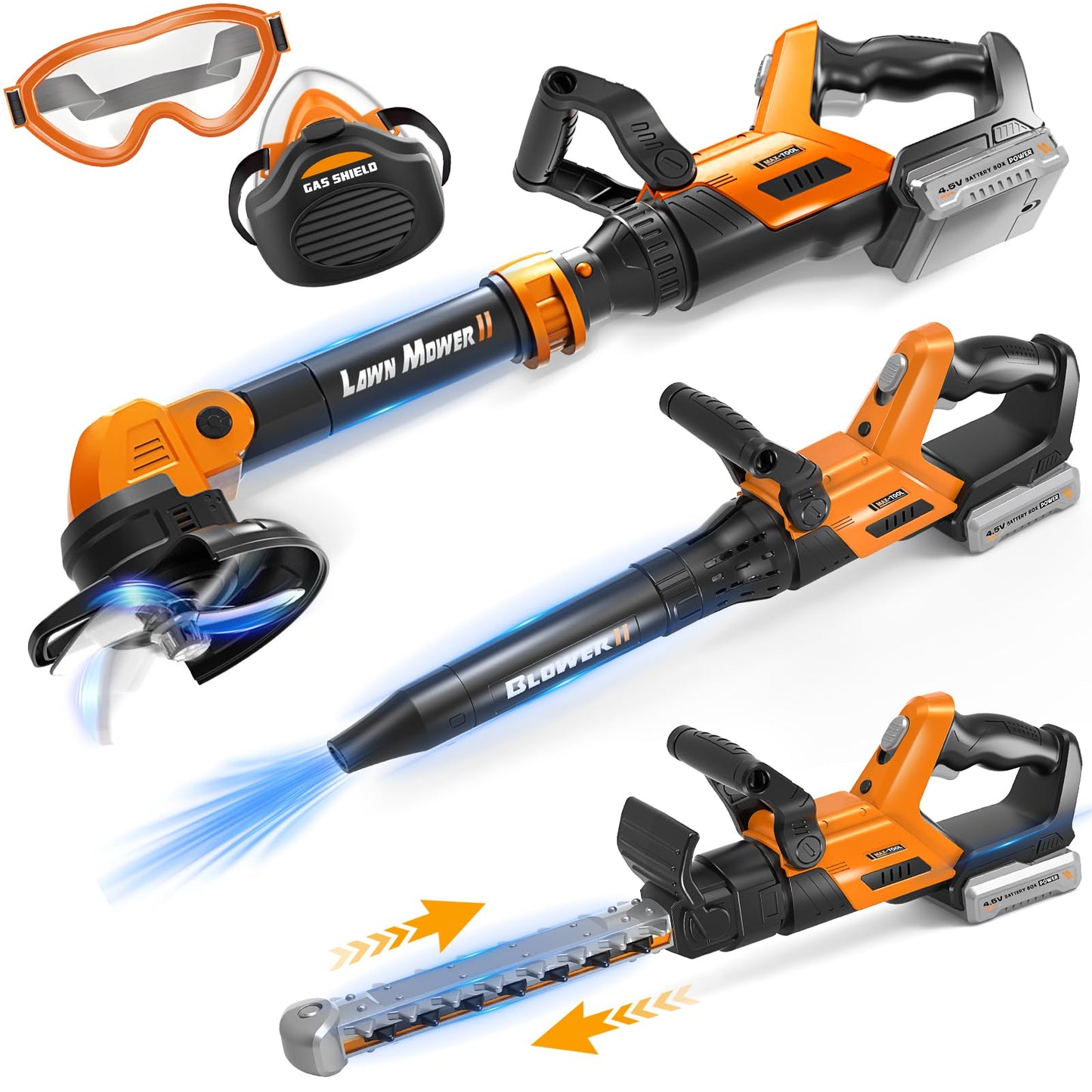 Hodurgyi 3-In-1 Kids Garden Tools with Lights & Sounds | Weed Wacker, Leaf Blower & Hedge Trimmer Toy
