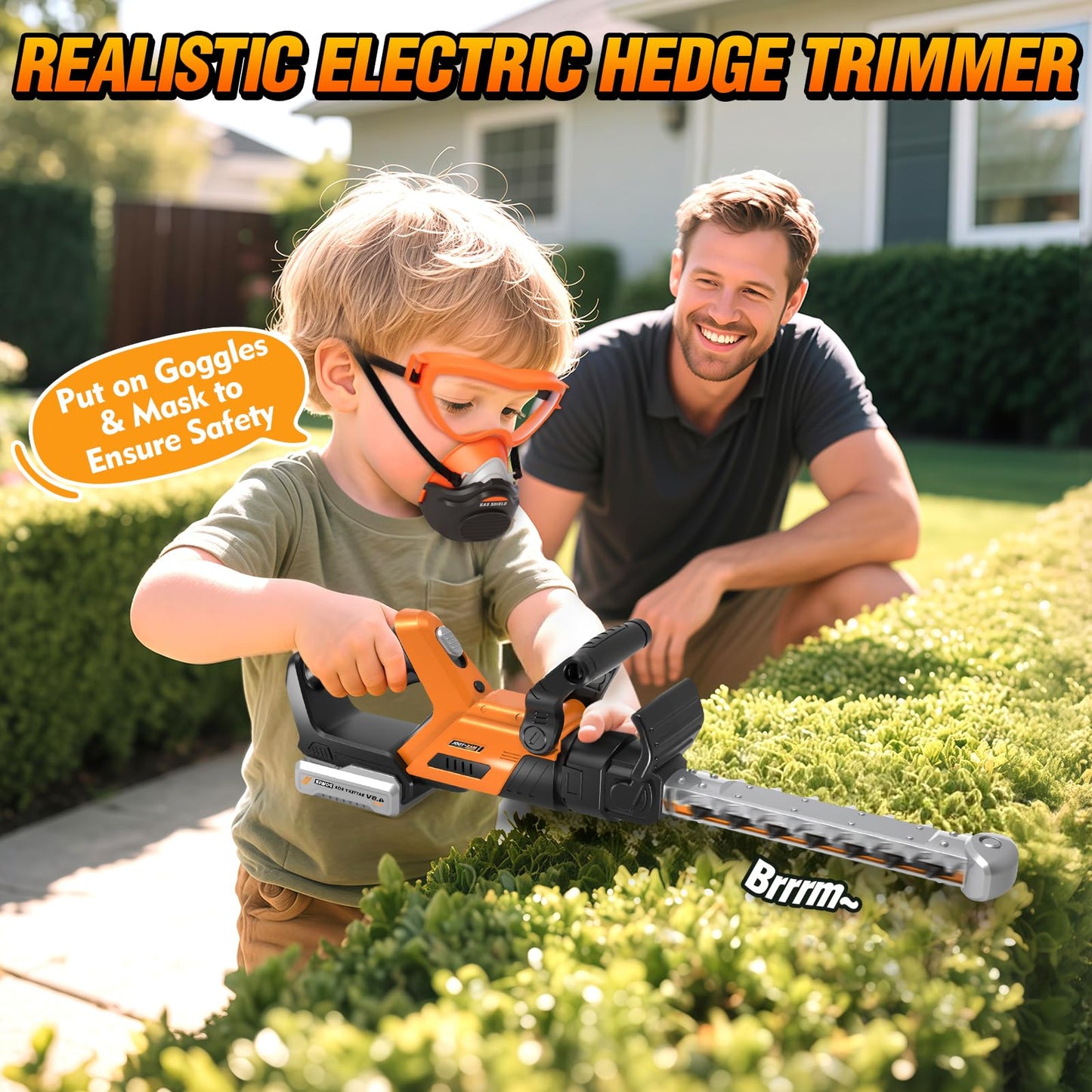 Hodurgyi 3-In-1 Kids Garden Tools with Lights & Sounds | Weed Wacker, Leaf Blower & Hedge Trimmer Toy