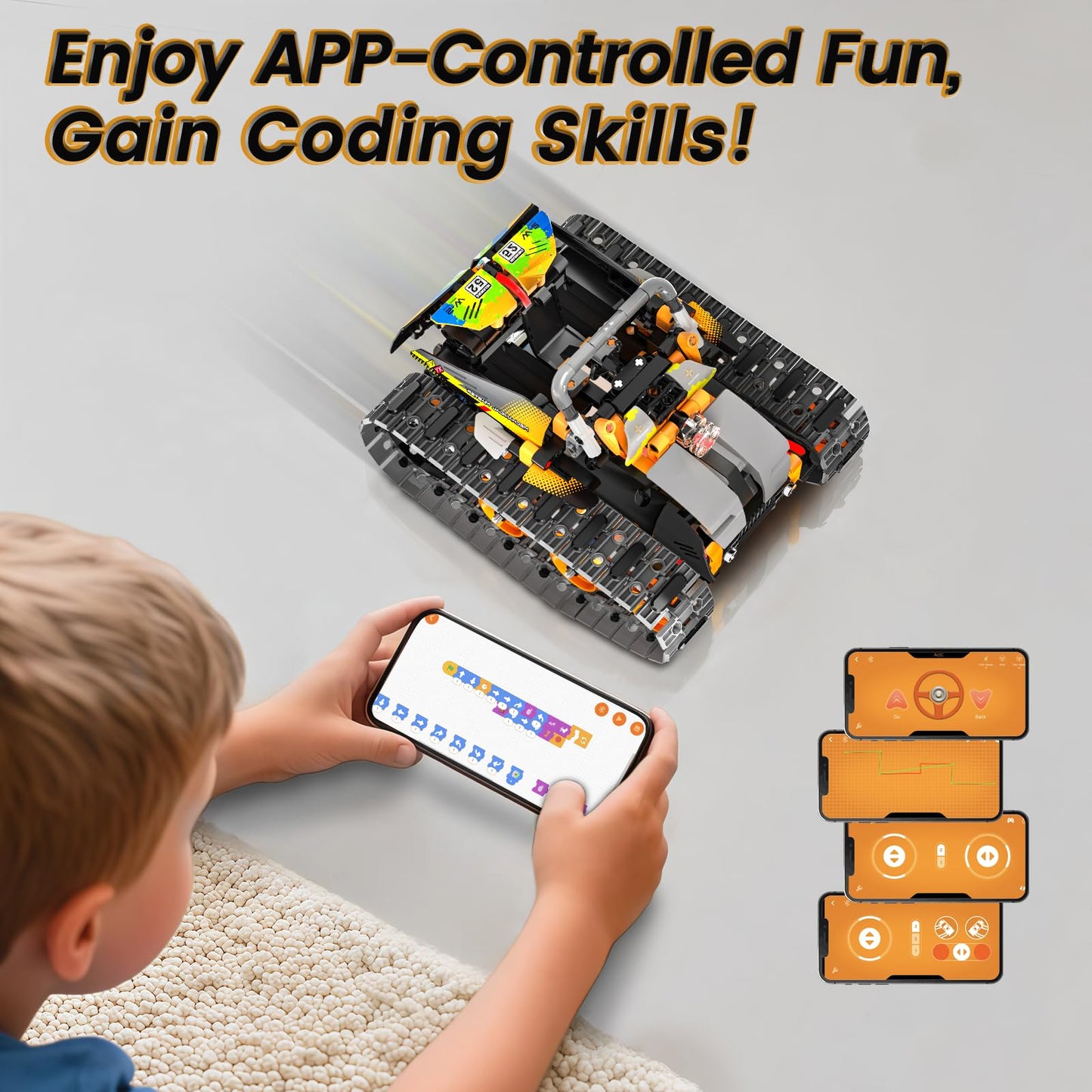 Hodurgyi STEM Robot Kit – 5-in-1 RC Car for Kids 8-12 (App & Remote)