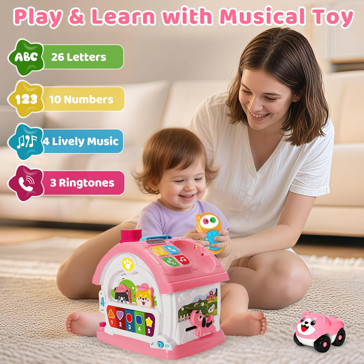 Hodurgyi Montessori Musical Learning House Toy for Toddlers 1-3