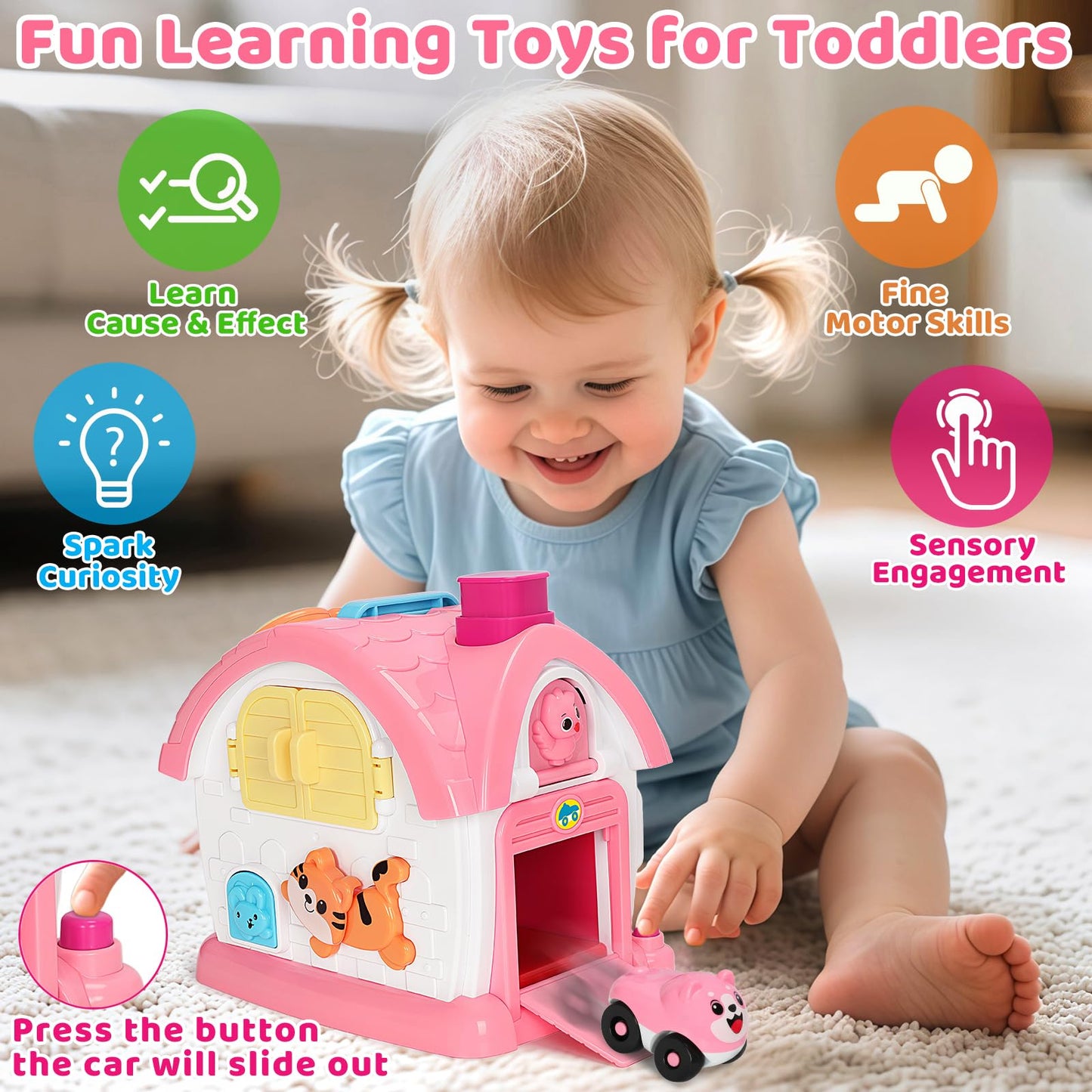 Hodurgyi Montessori Musical Learning House Toy for Toddlers 1-3