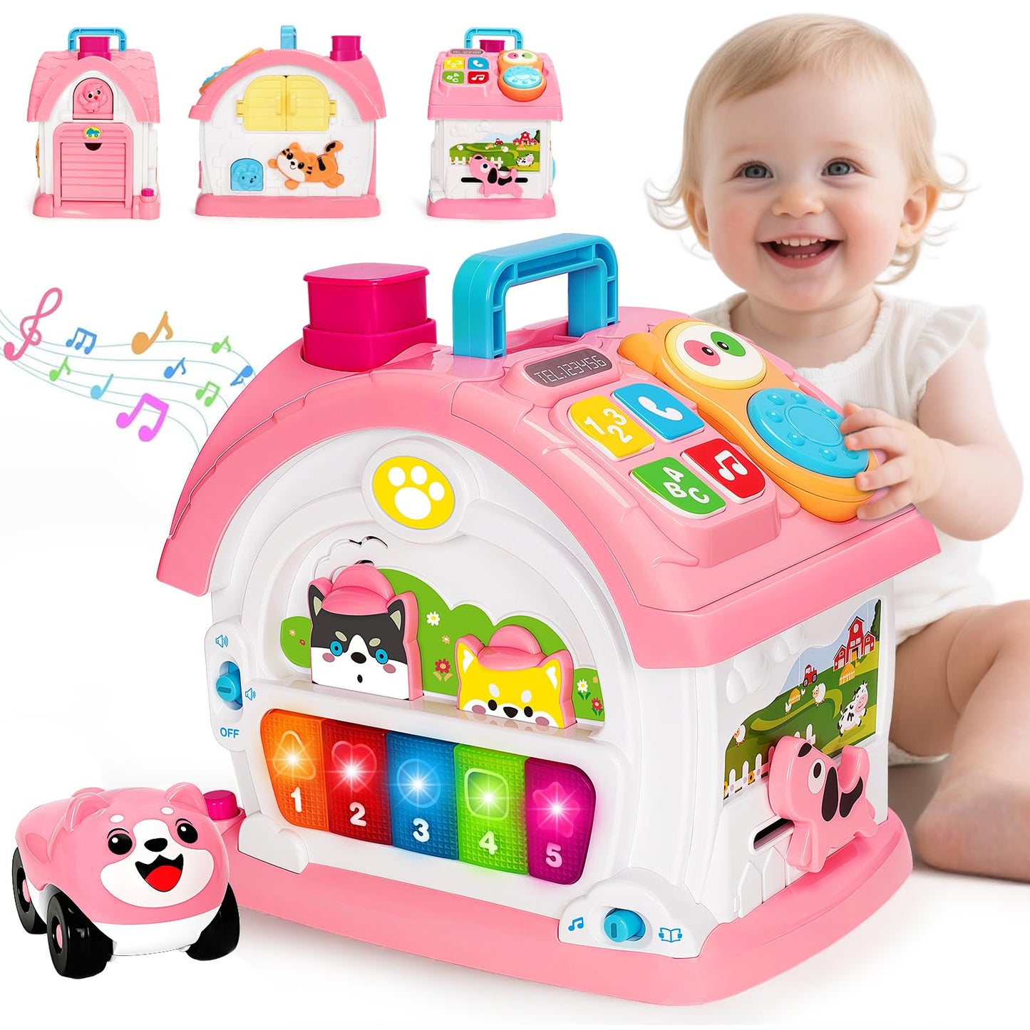 Hodurgyi Montessori Musical Learning House Toy for Toddlers 1-3