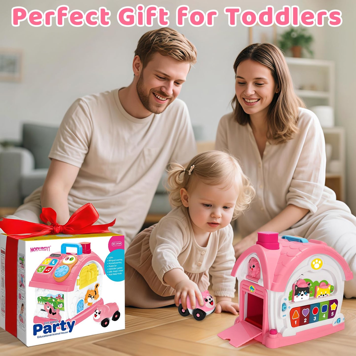 Hodurgyi Montessori Musical Learning House Toy for Toddlers 1-3
