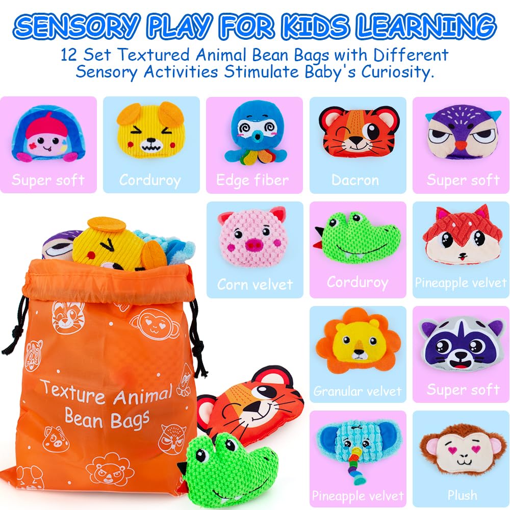 HOESDA Sensory Bean Bags 12-Pack — Texture Toys for Kids