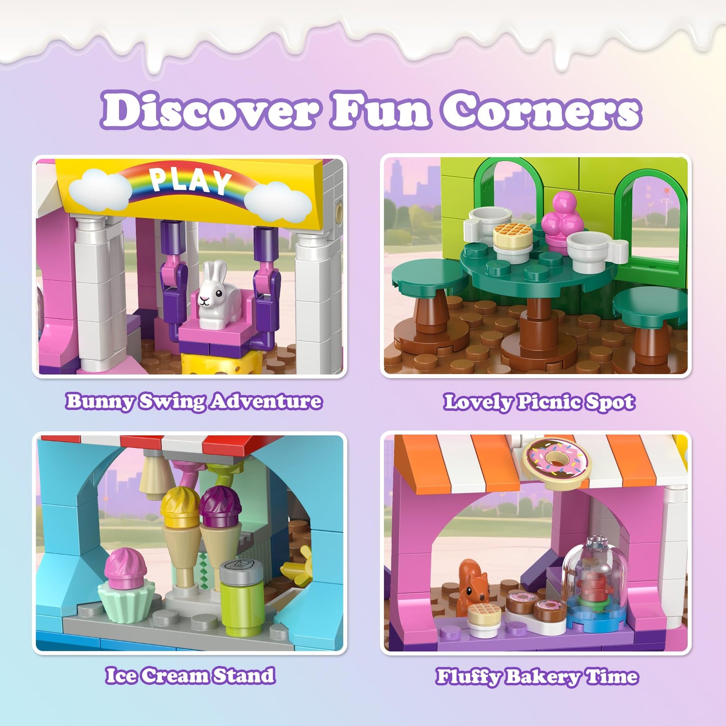 HOGOKIDS 3 Modes Girls Park Building Set – Ferris Wheel, Carousel & Slide (Ages 8-12)