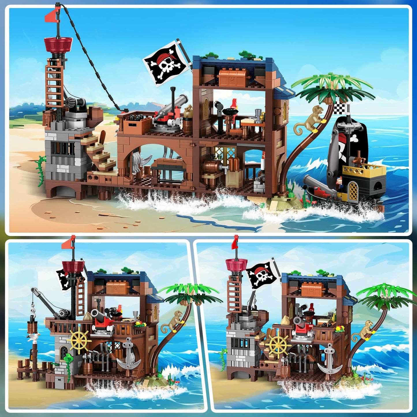 HOGOKIDS Pirate Ship House with LED Light – 781 Pcs STEM Kit (Ages 6-12+)