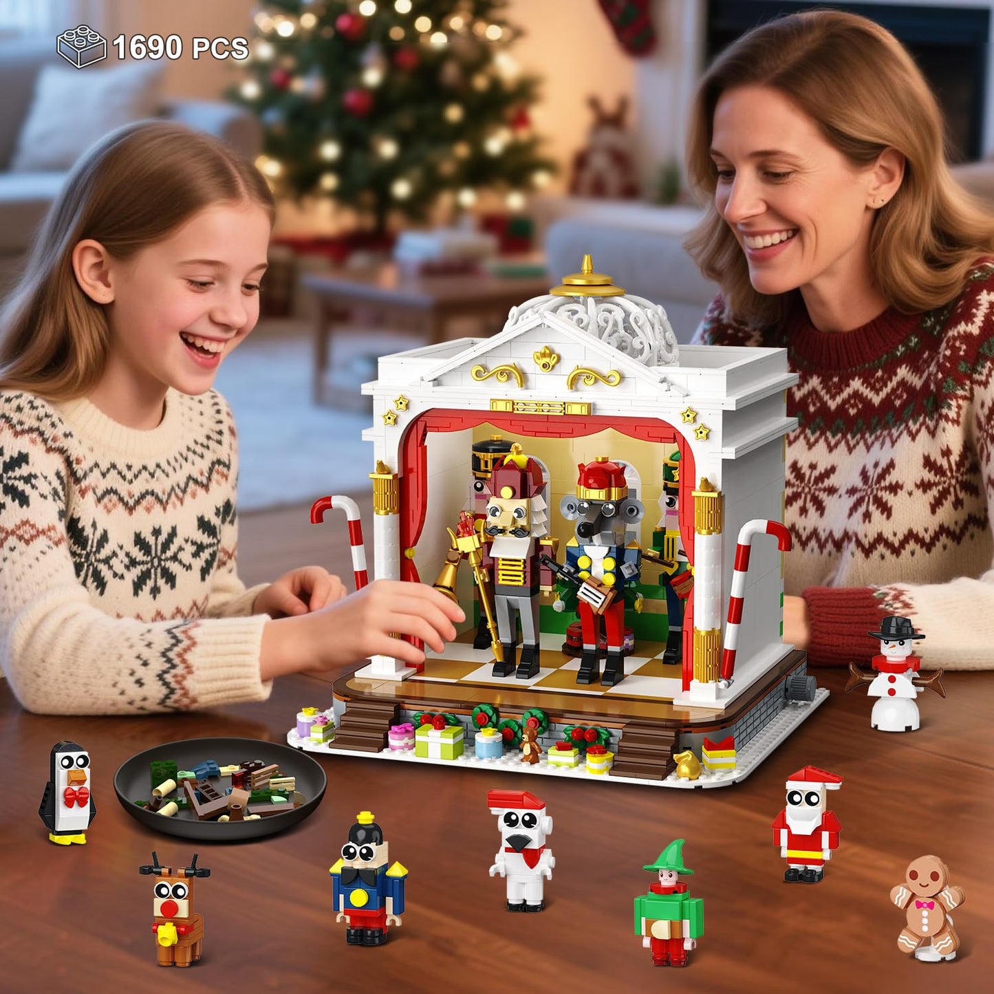 HOGOKIDS Advent Calendar 2025 Nutcracker Theater Building Set with Light – 24-Day Christmas Countdown