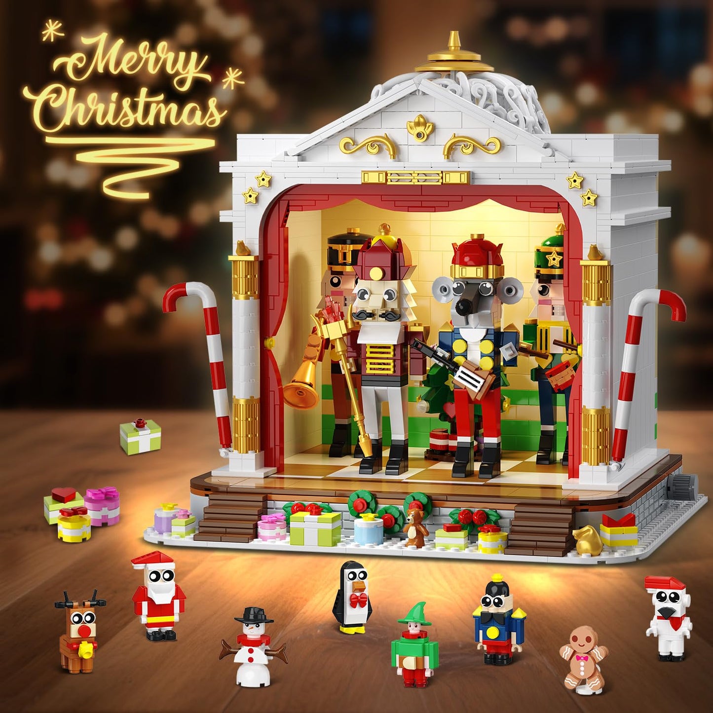 HOGOKIDS Advent Calendar 2025 Nutcracker Theater Building Set with Light – 24-Day Christmas Countdown