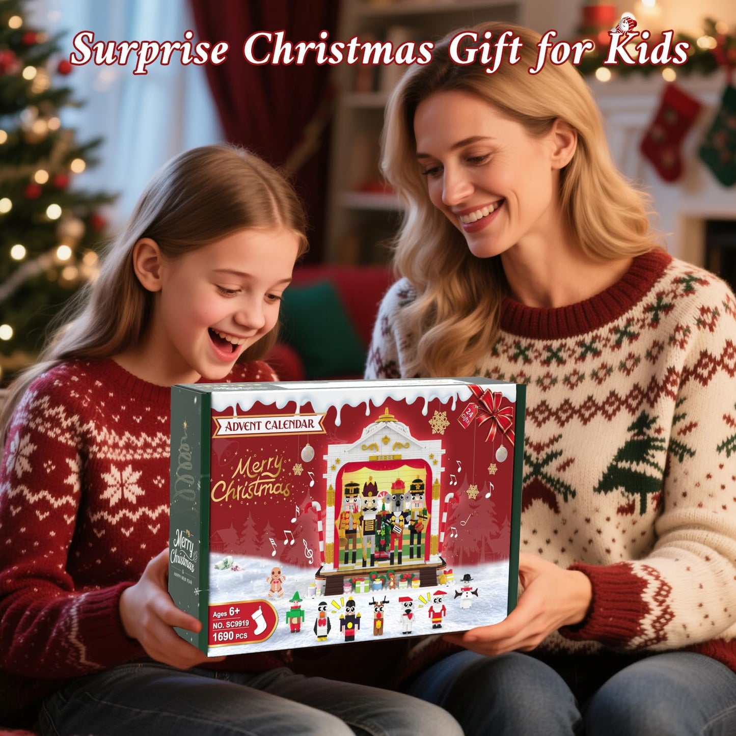 HOGOKIDS Advent Calendar 2025 Nutcracker Theater Building Set with Light – 24-Day Christmas Countdown