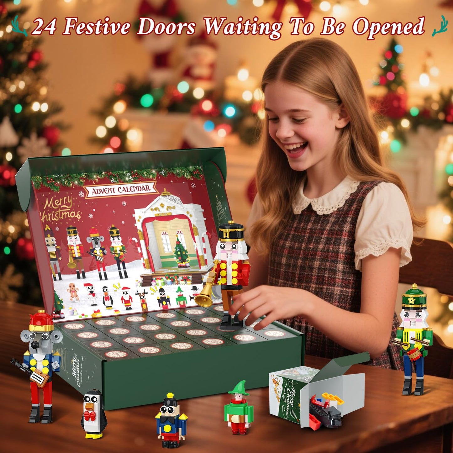 HOGOKIDS Advent Calendar 2025 Nutcracker Theater Building Set with Light – 24-Day Christmas Countdown