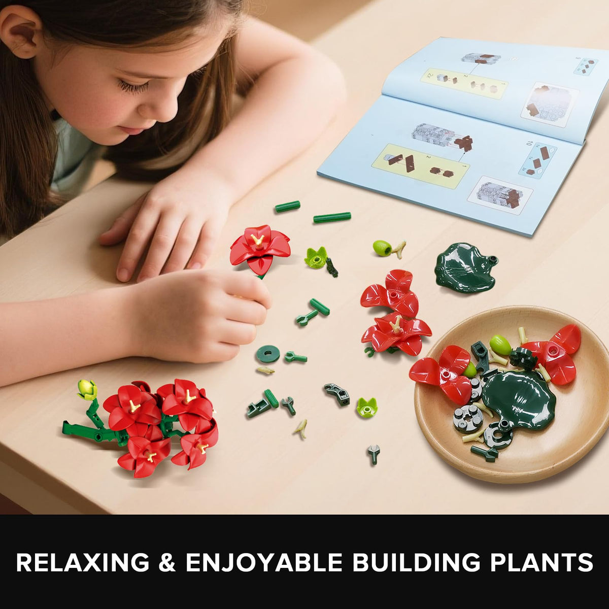 HOGOKIDS Flowers Botanical Geranium Building Set | 548pcs Artificial Bonsai for Home & Office Decor