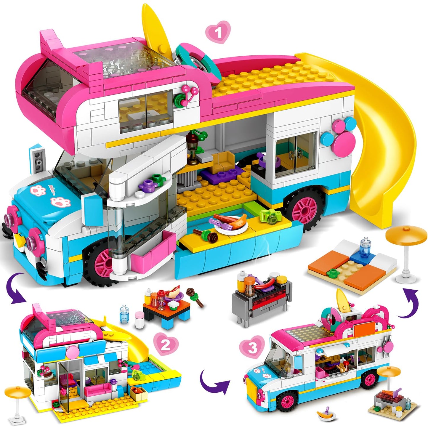 HOGOKIDS 3-in-1 Camper Van Building Set – 494 PCS for Kids 6–12