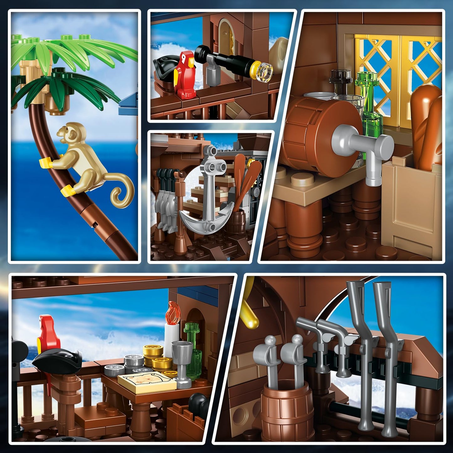 HOGOKIDS Pirate Ship House with LED Light – 781 Pcs STEM Kit (Ages 6-12+)