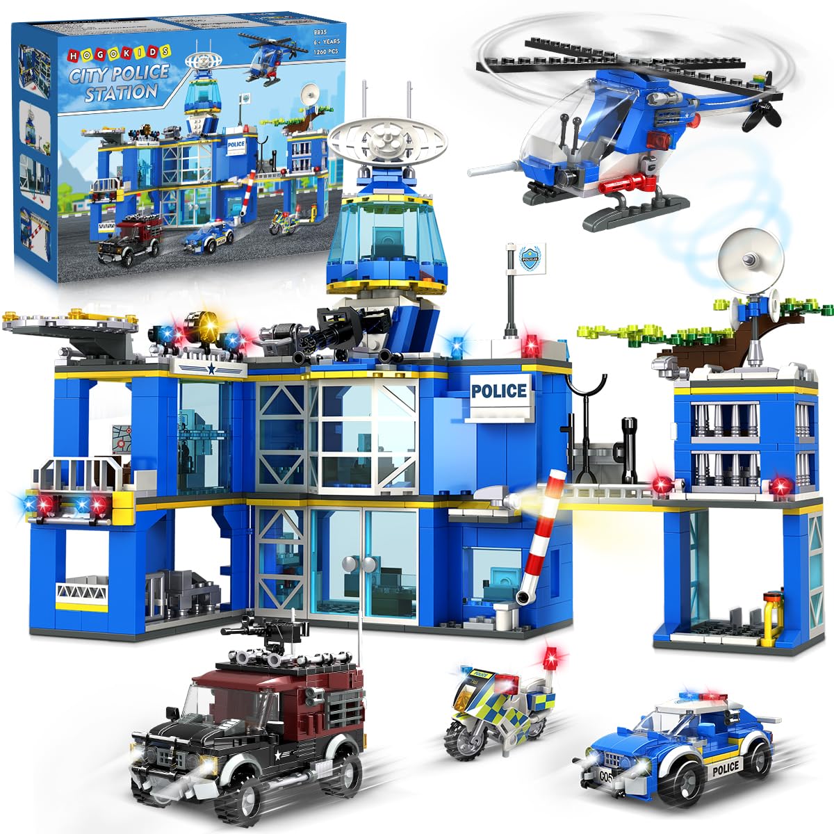 HOGOKIDS City Police Station Building Set – 1260 PCS STEM Police Toys for Kids 8-12+