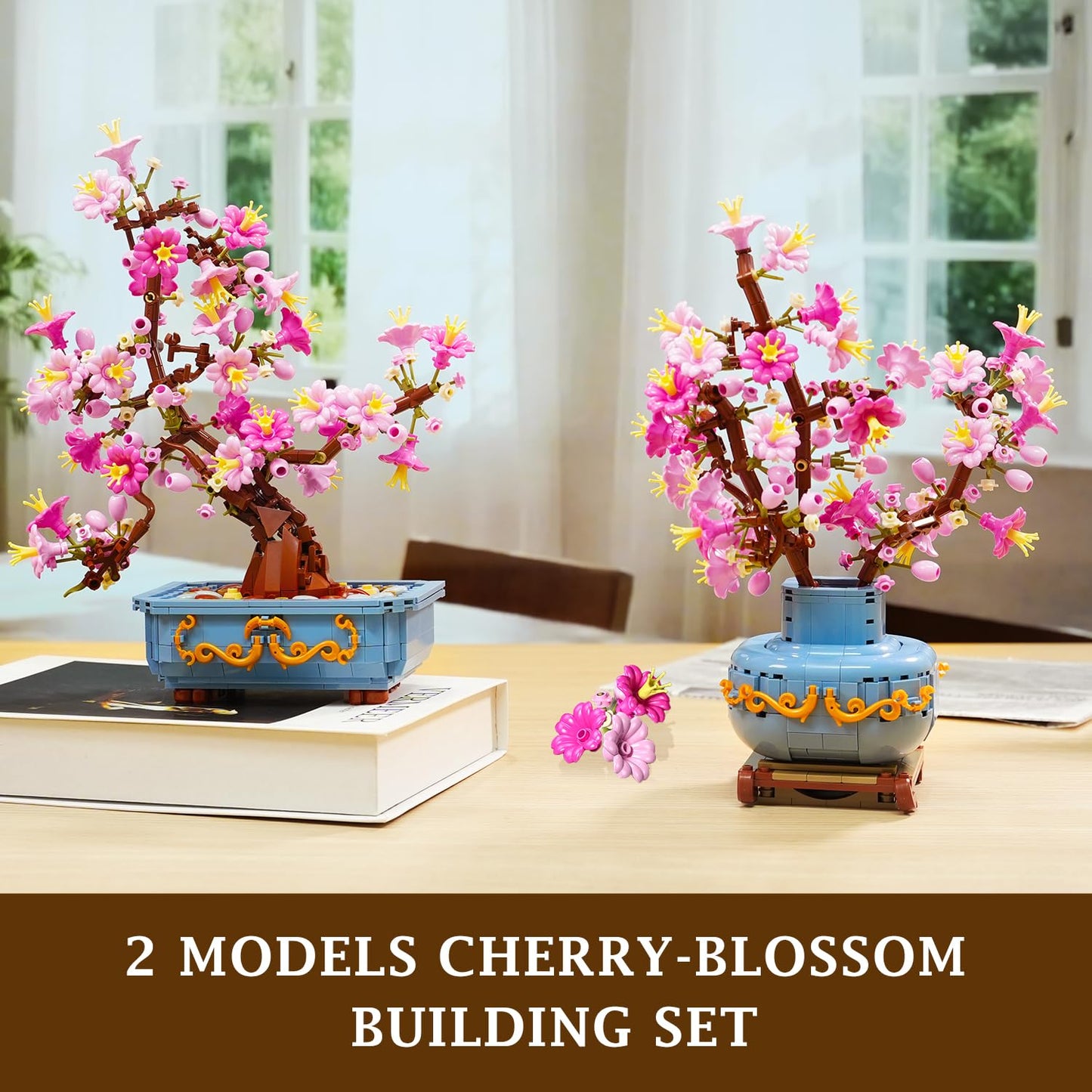 HOGOKIDS Flowers Cherry-Blossom Bonsai Building Set – 2-in-1 Artificial Bonsai for Home Decor (775 PCS)