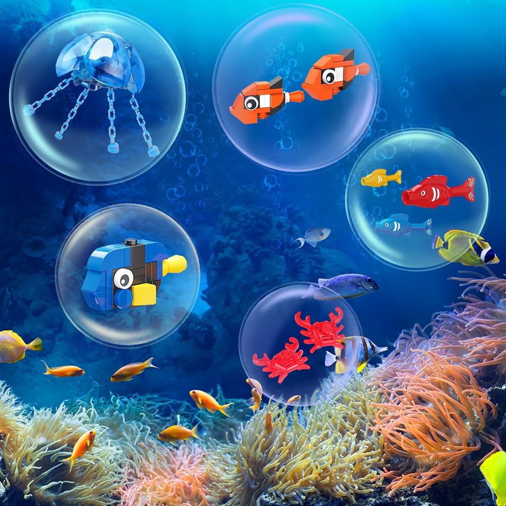HOGOKIDS Fish Tank Building Set with LED Light | Movable Aquarium Toy 725PCS