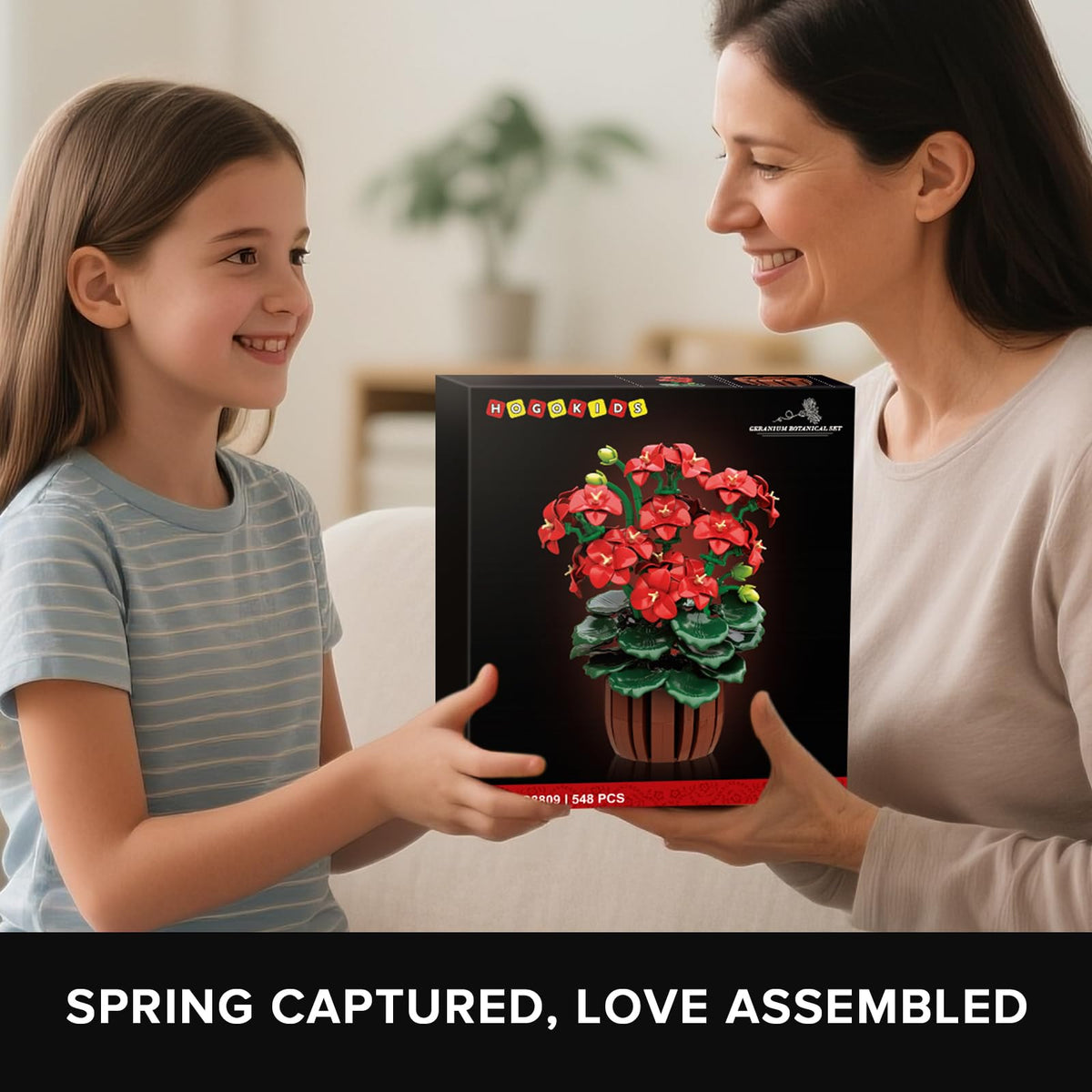 HOGOKIDS Flowers Botanical Geranium Building Set | 548pcs Artificial Bonsai for Home & Office Decor
